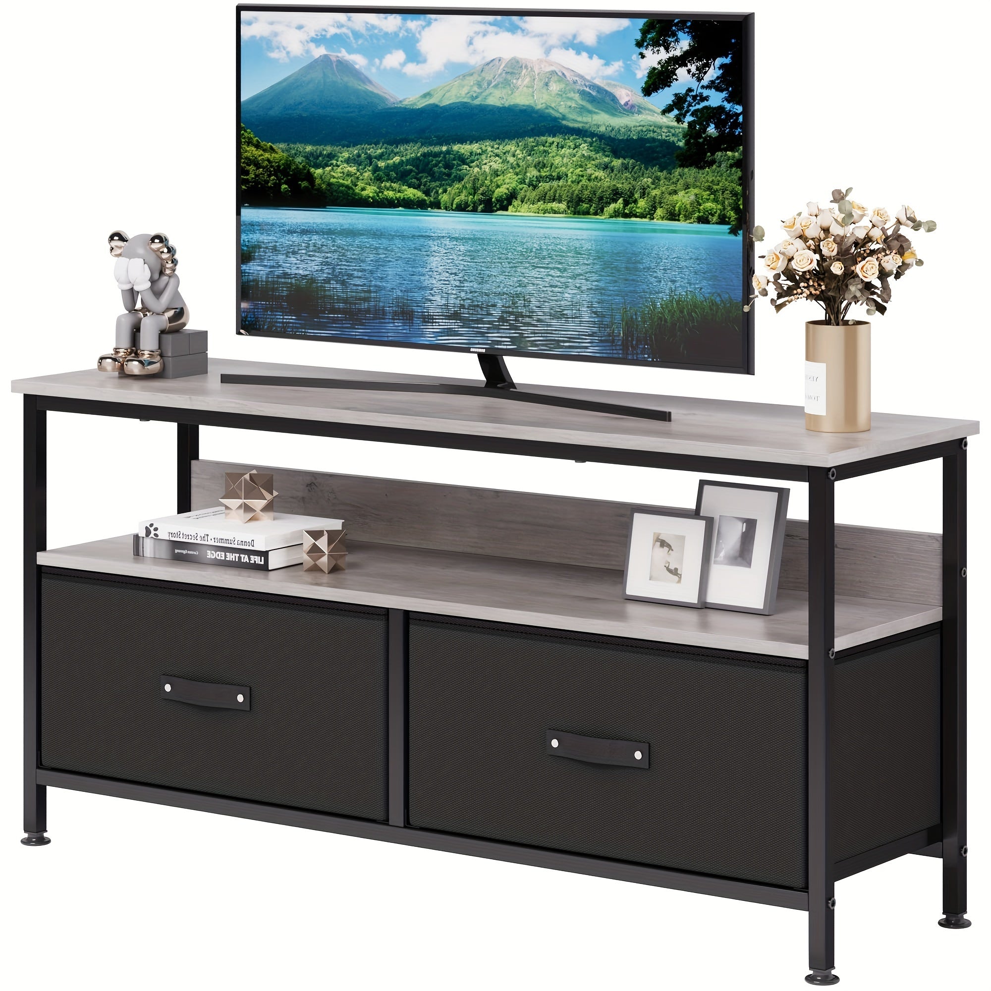 Dresser TV Stand, Entertainment Center With Storage, 127cm TV Stand For Bedroom Small TV Stand Dresser With Drawers And Shelves, TV & Media Console Table Furniture For Living Room, Black