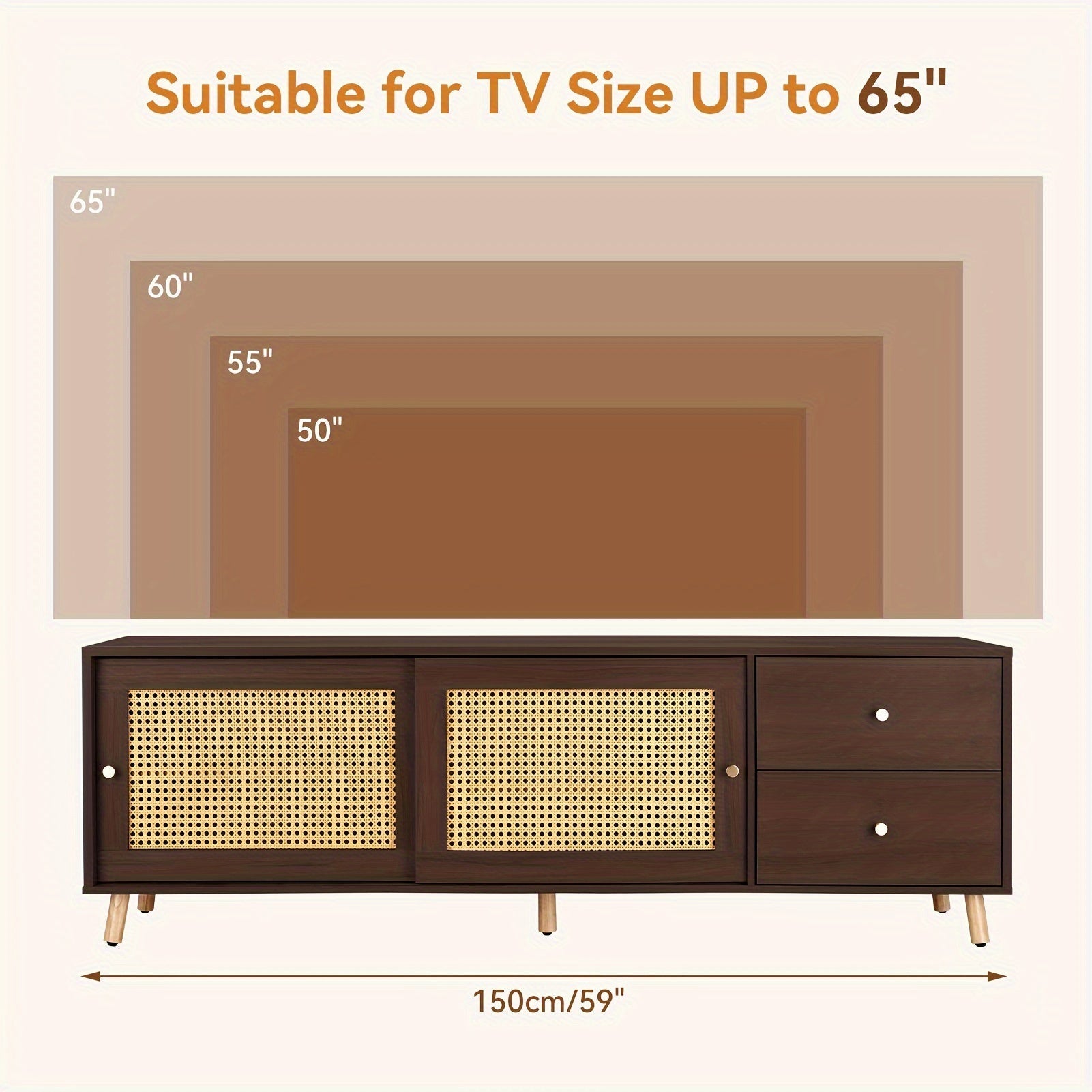 TV Stand For 50-65" TV, TV Console Cabinet, Media Console, Open Shelves TV Entertainment Center With Storage Cabinets For Living Room, Bedroom