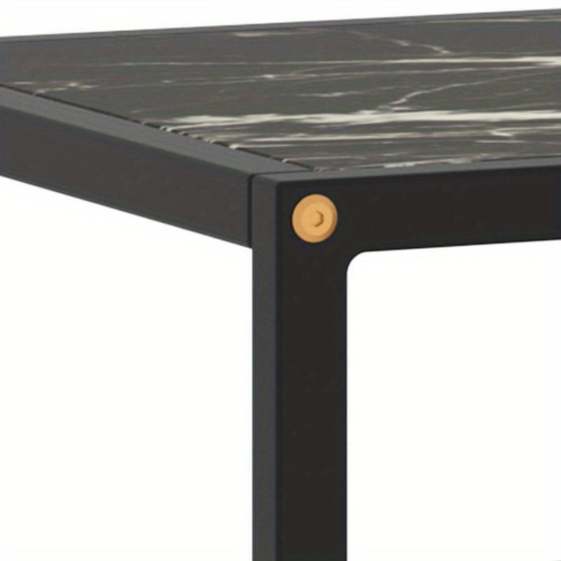 Elegant Black TV Stand with Marble Glass Top, 39.4" Wide - Modern Home Furniture