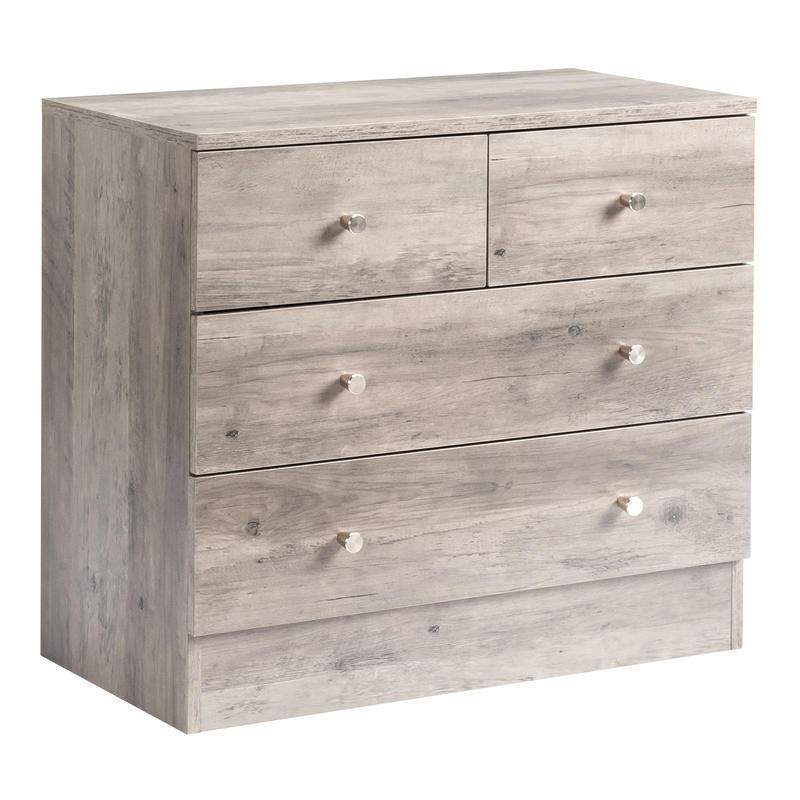 Chic Gray 4-Drawer Dresser - Solid Hardwood Nightstand with Storage, Perfect for Bedroom & Living Room, Simple