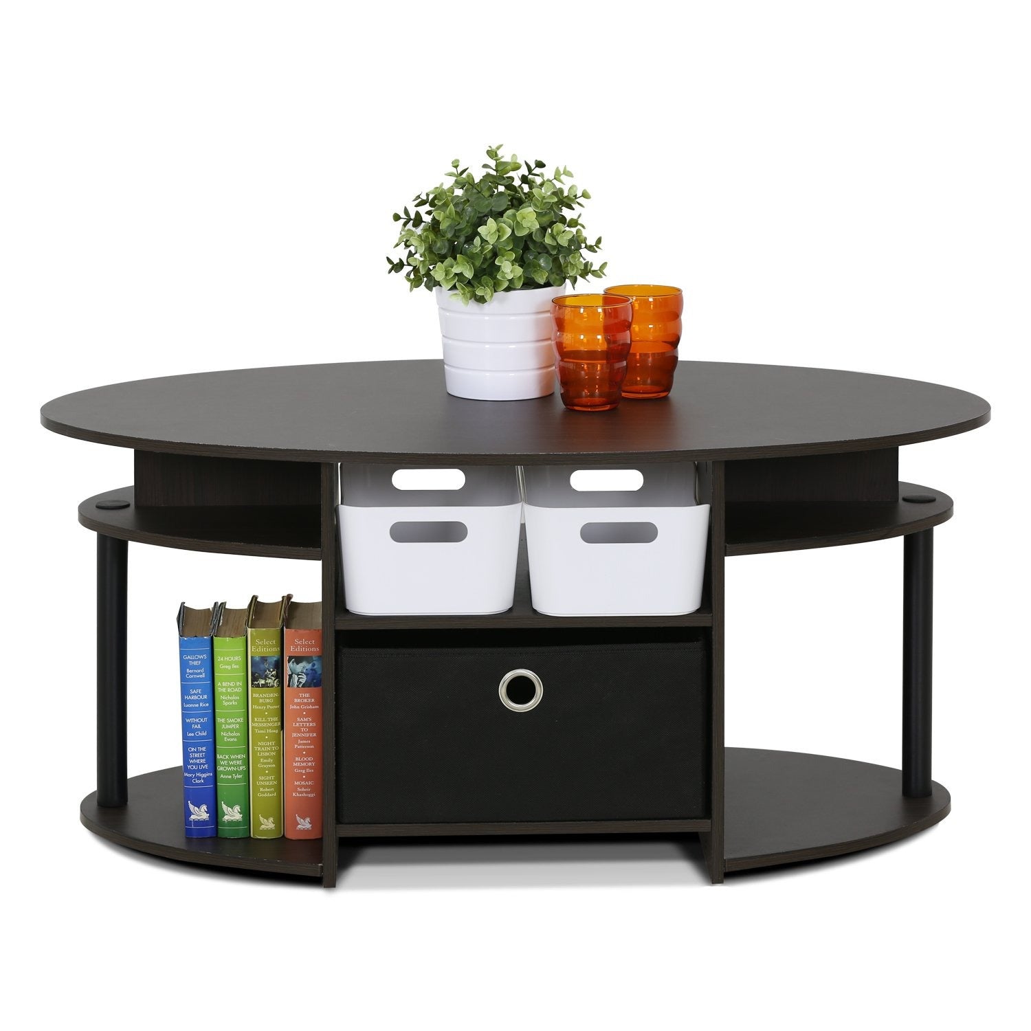 Multiple Colour Wooden Coffee Table for Living Room, Simple Design Oval Coffee Table with Storage Bin, Modern Center Table, Space-Saving, Stylish and Sturdy, Easy Assembly, Multifunctional Furniture for Home or Office