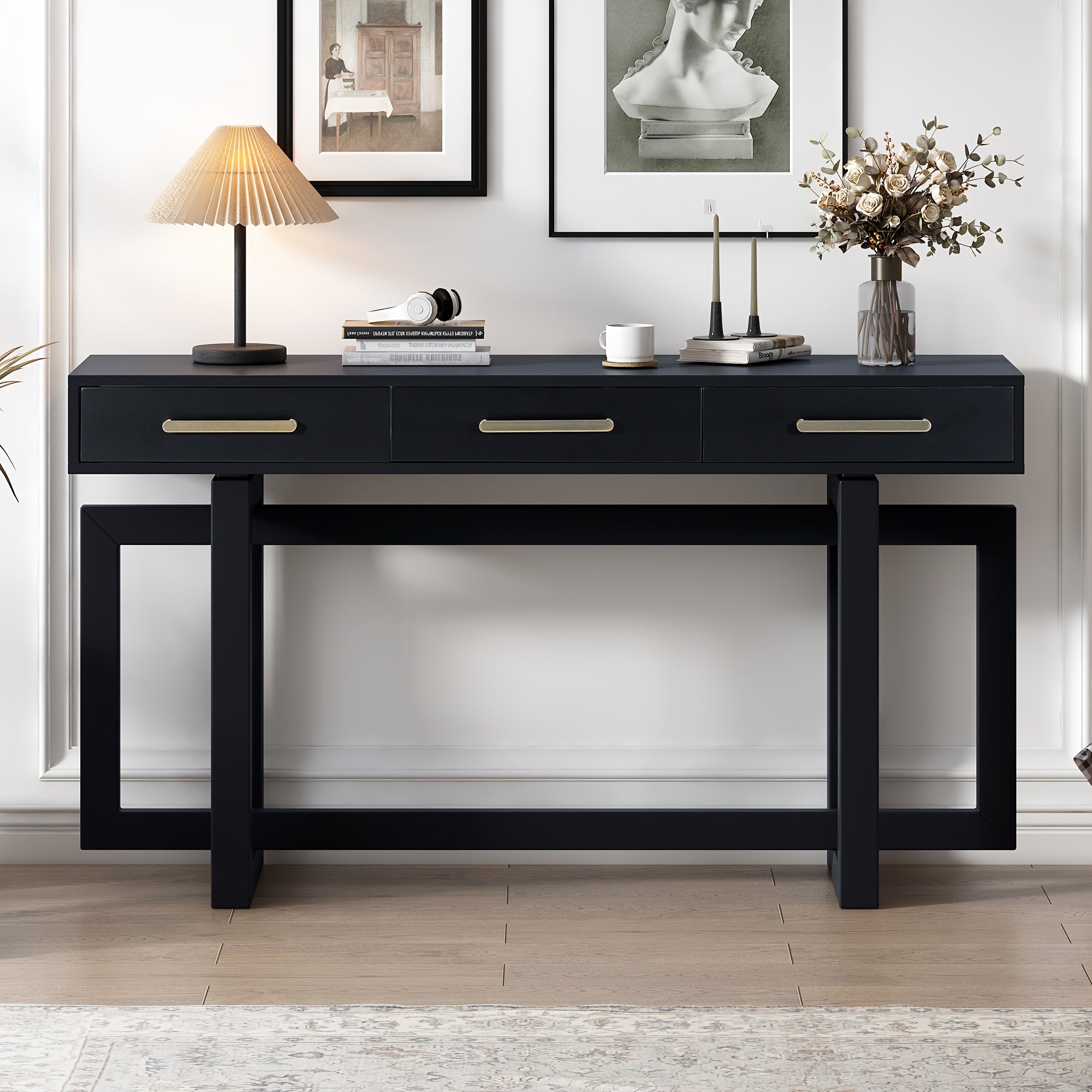 Elegant Console Table With Three Drawers, Extra Long Entryway Table for Entryway, Hallway, Living Room, Foyer, Corridor (in cm)