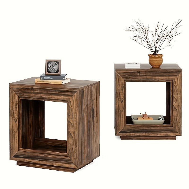 64cm solid wood side table, square side table, bedside table with storage function