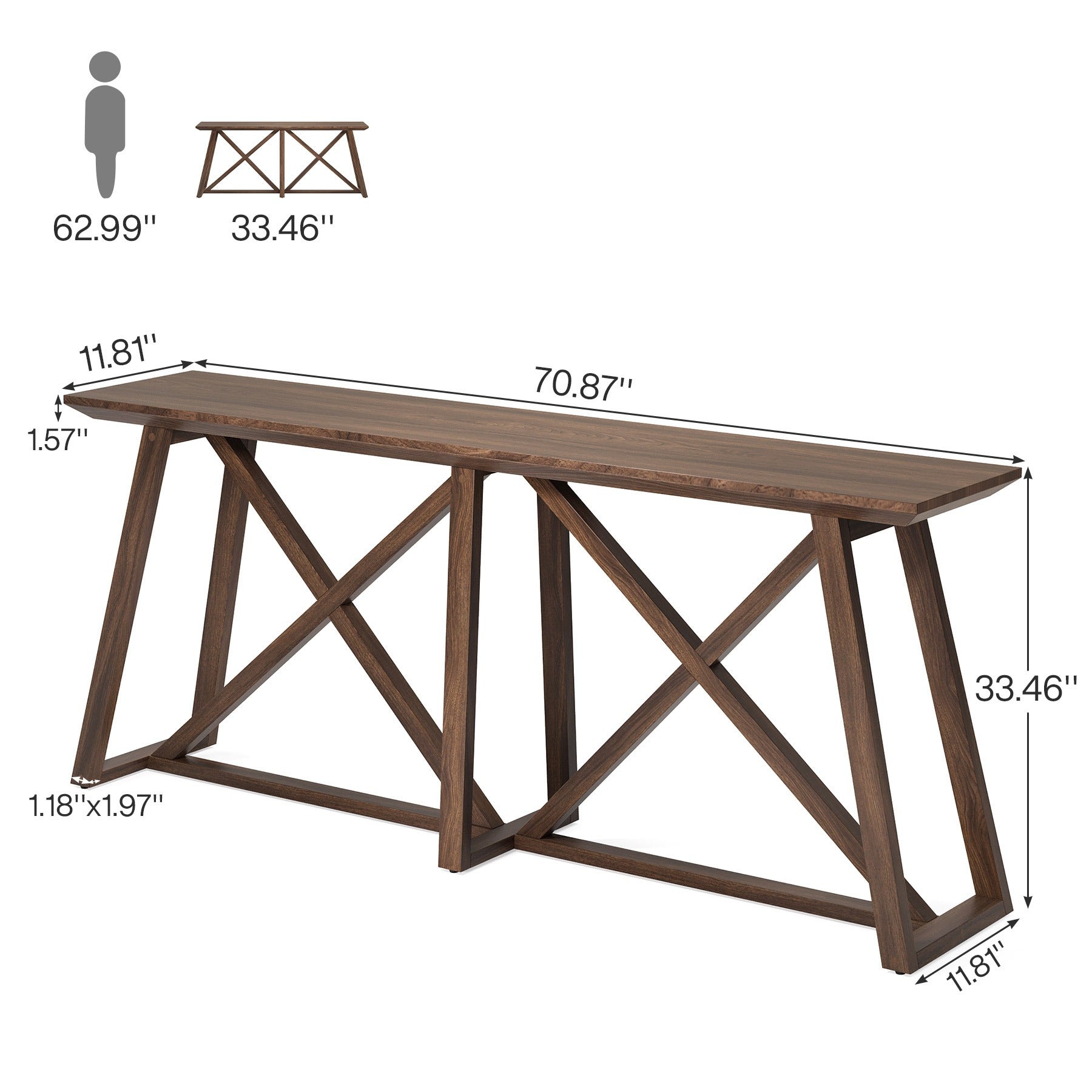 Farmhouse Console Table for Entryway: 180 cm Extra Long Entryway Table, Narrow Wooden Sofa Table Behind Couch for Hallway, Entrance, Foyer, Living Room, Rustic Brown, Halloween Decor, Spider Web Decor