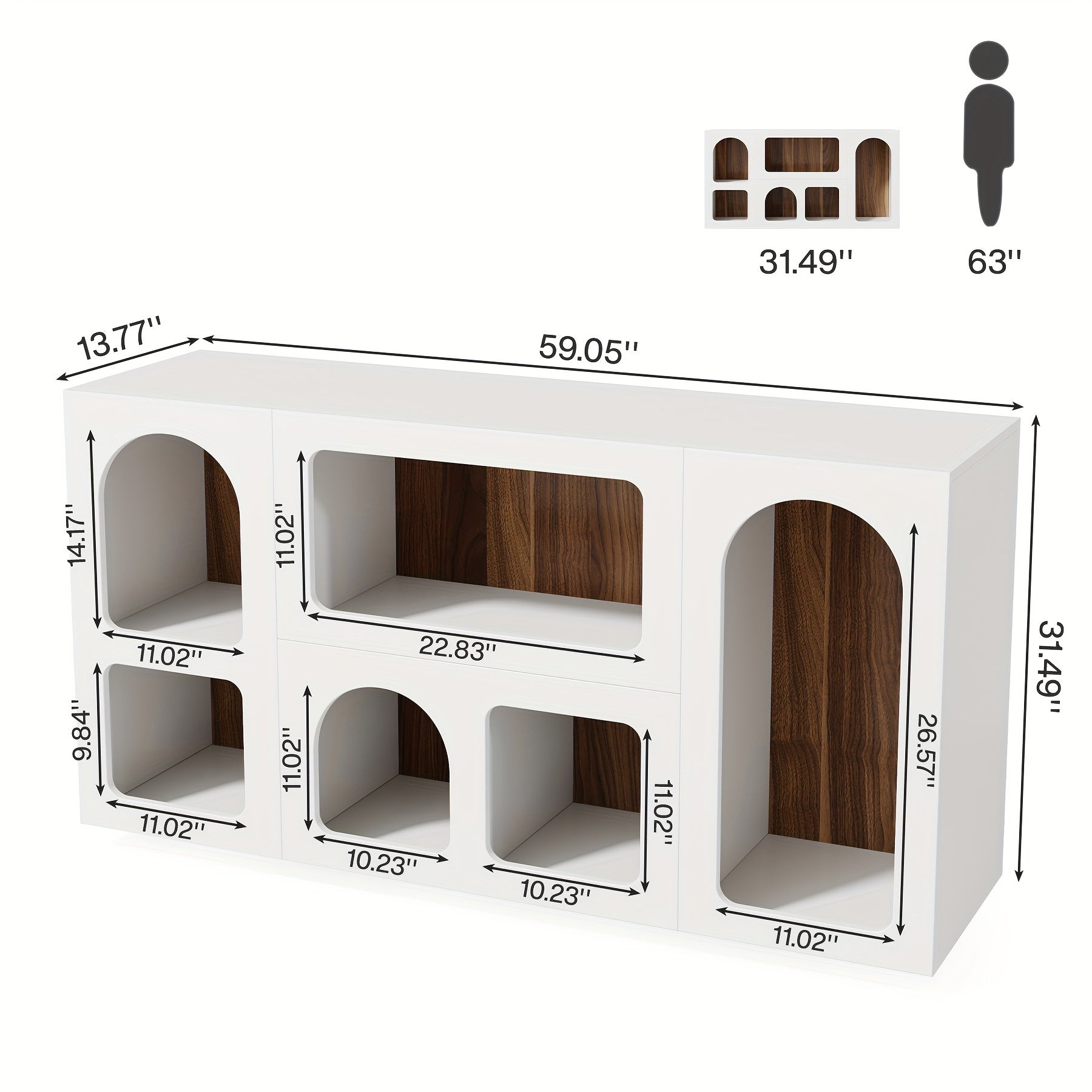 150 cm White Console Table, Long Sofa Table, Wooden Storage Organizer Entrance Table, Modern Entryway Table with 6 Compartments, Behind Couch Table with Storage for Living Room, Foyer, Hallway