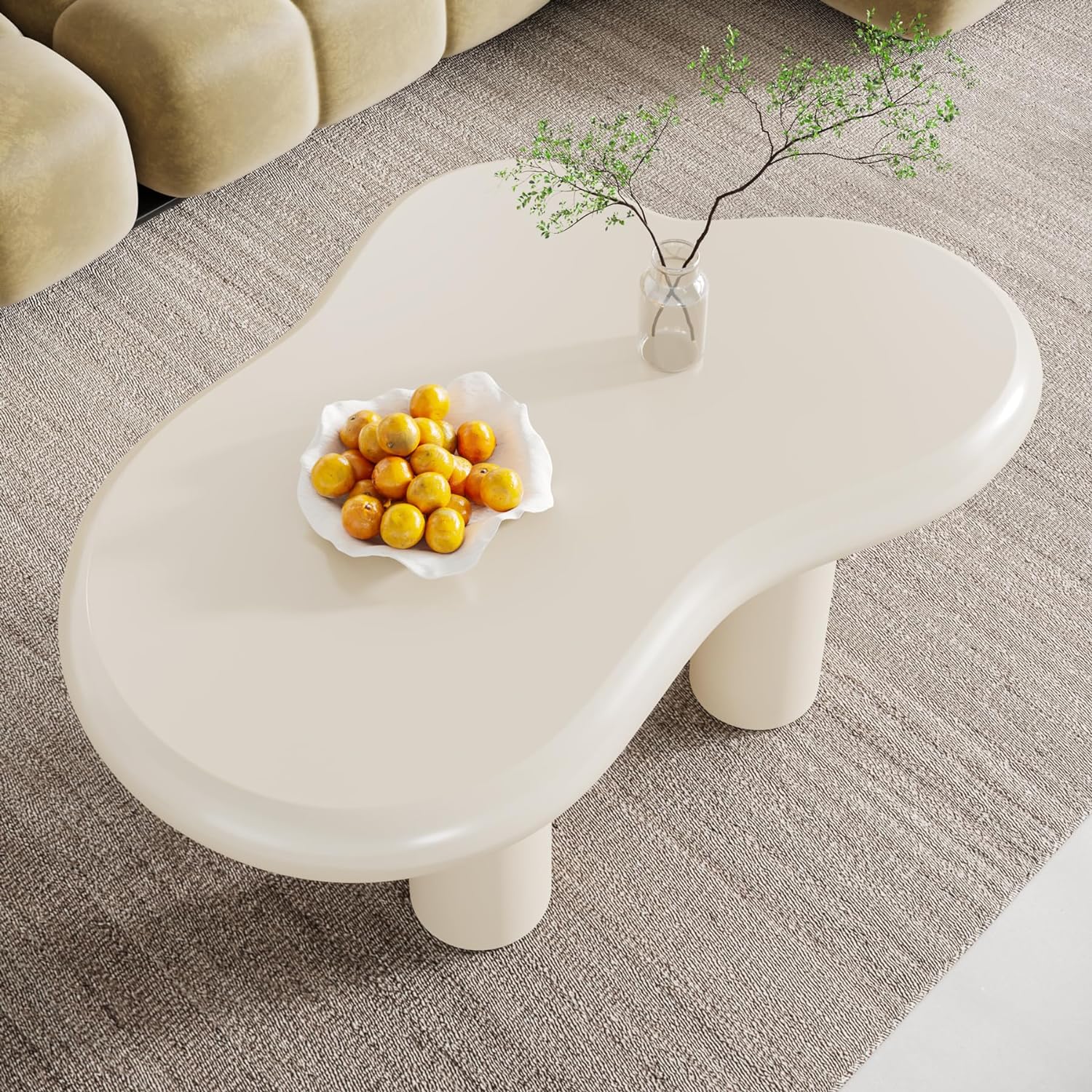 Cloud-Shaped Coffee Table, Modern Center Table with 4 Solid Legs (in cm)