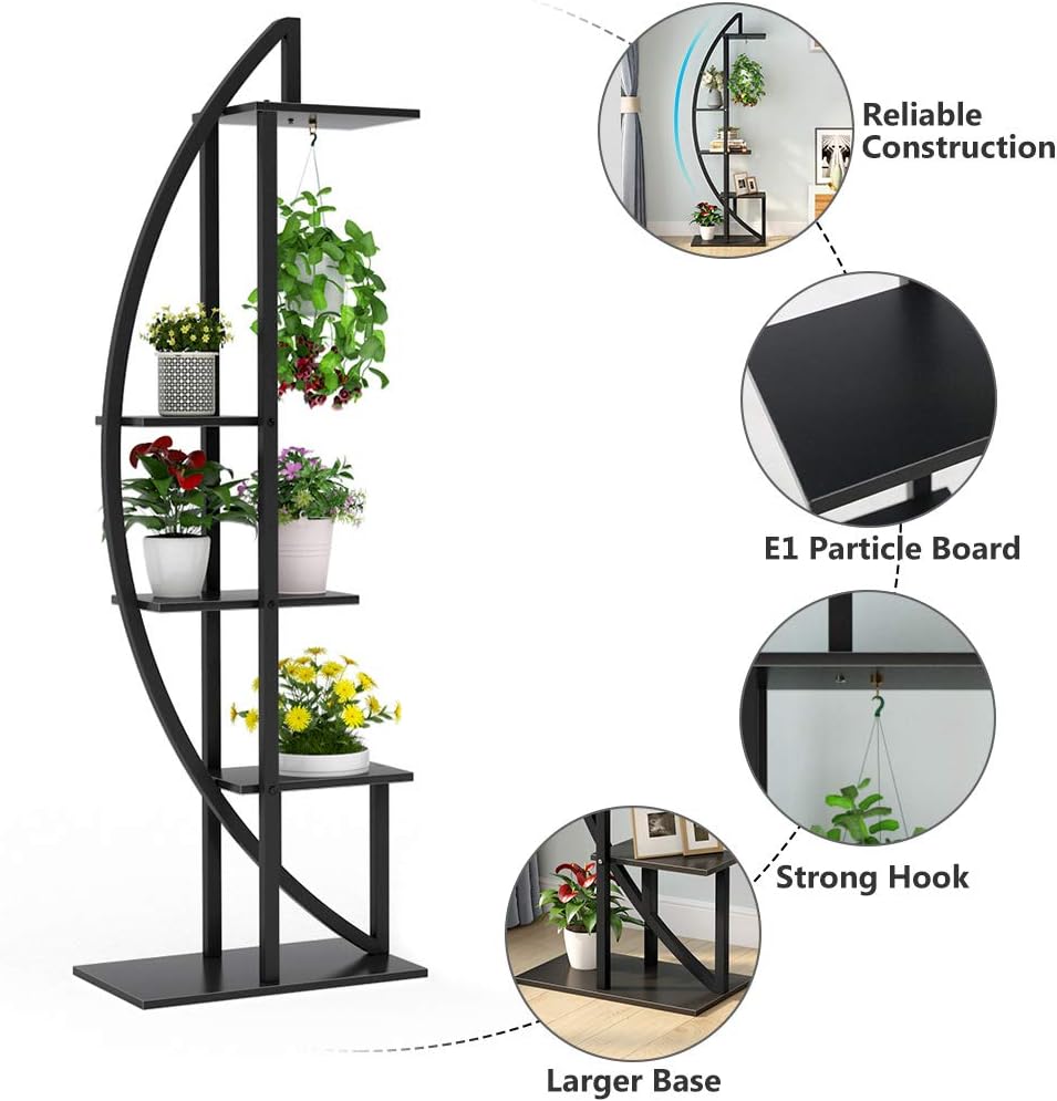 Curved Plant Stand Pack of 2, 5-Tier Flower Display Shelf (in cm)