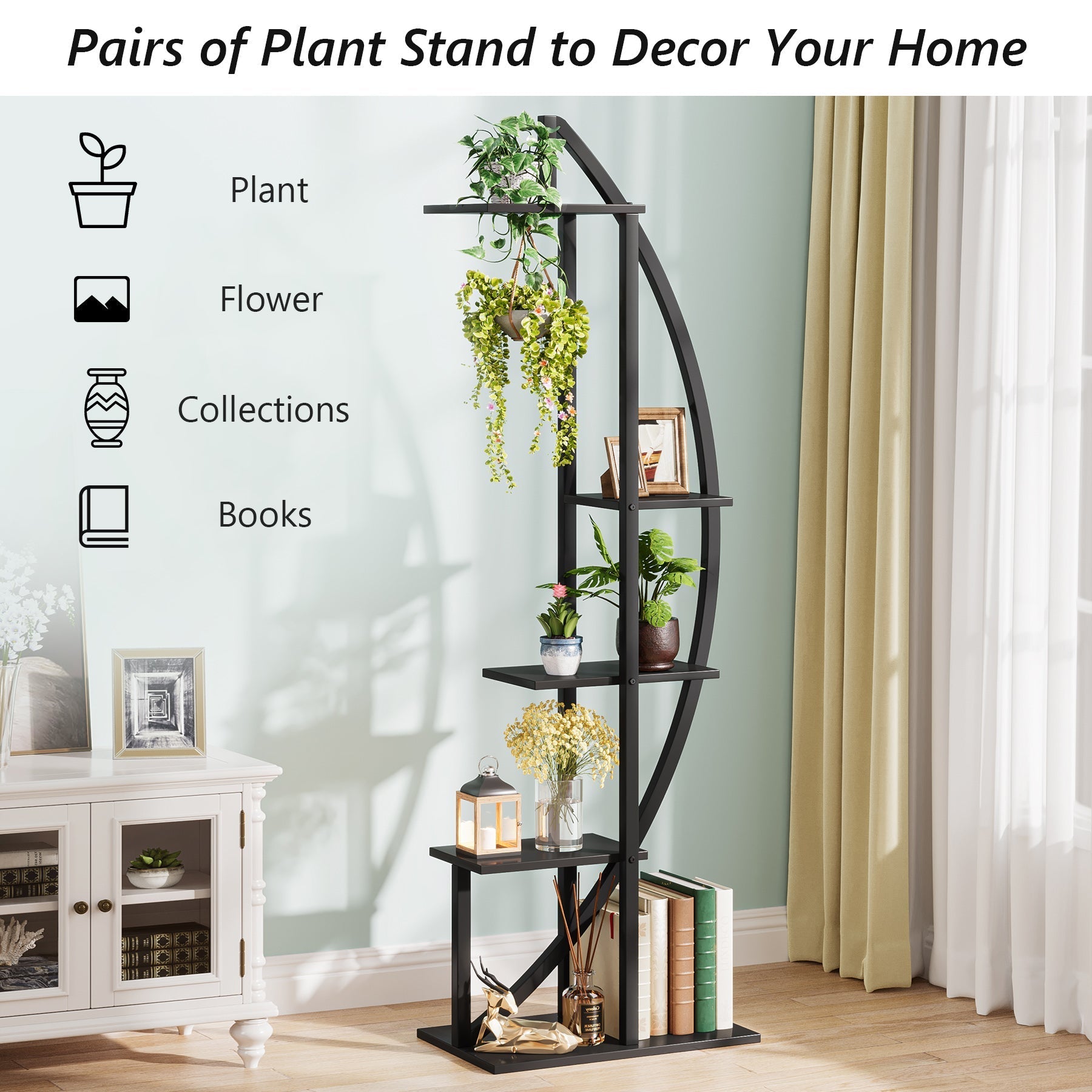 Curved Plant Stand Pack of 2, 5-Tier Flower Display Shelf (in cm)