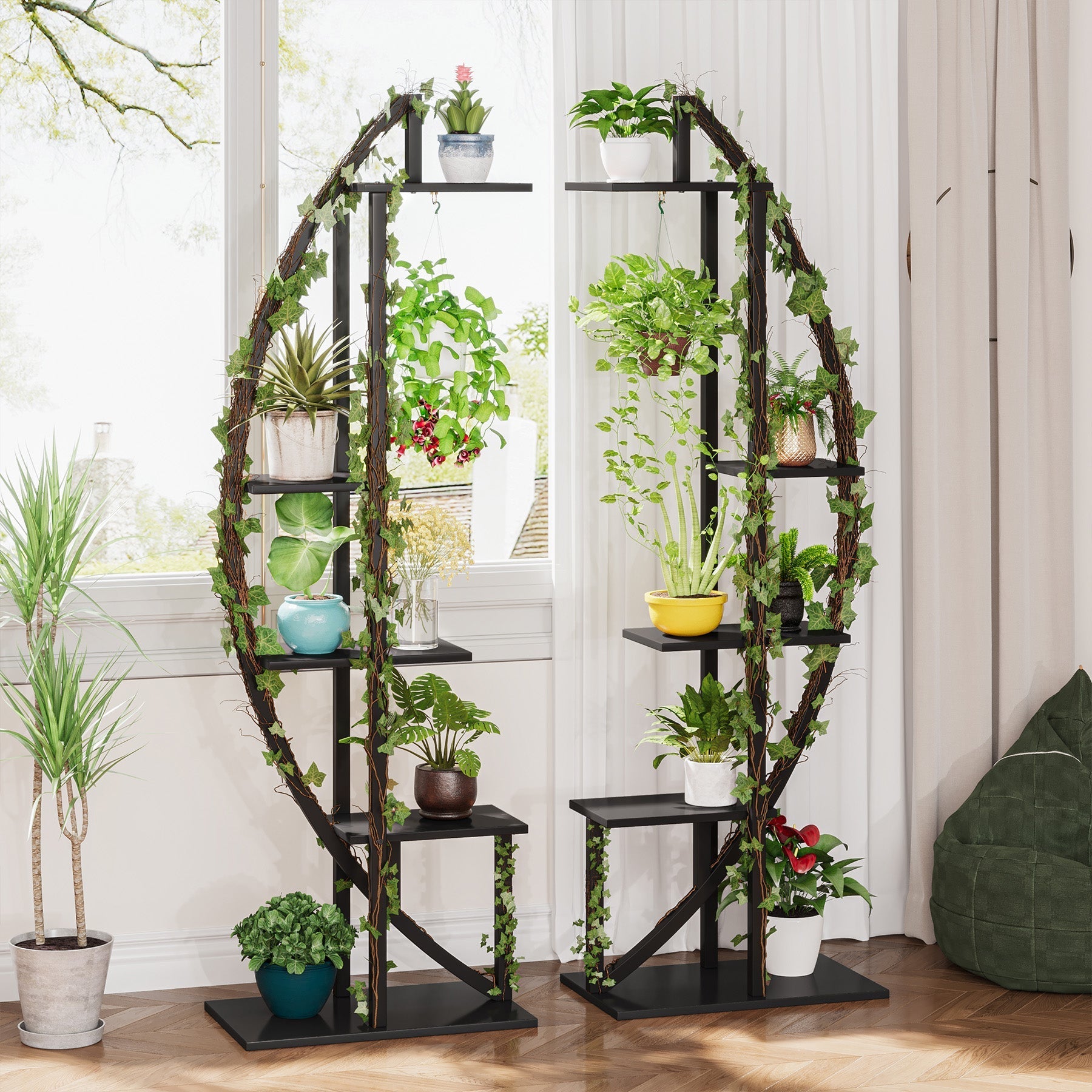 Curved Plant Stand Pack of 2, 5-Tier Flower Display Shelf (in cm)