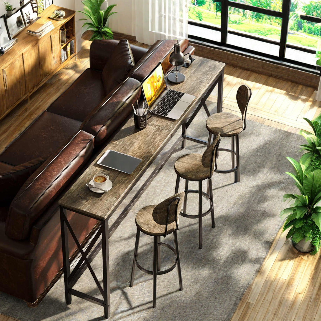 Console Table with Power Outlet, Sofa Table with Charging Station, Narrow Entryway Table, Skinny Hallway Table, Behind Couch Table 100 x 30/20, 140 x 30/20, 180 x 30/20 Farmhouse Table Behind Sofa Couch H