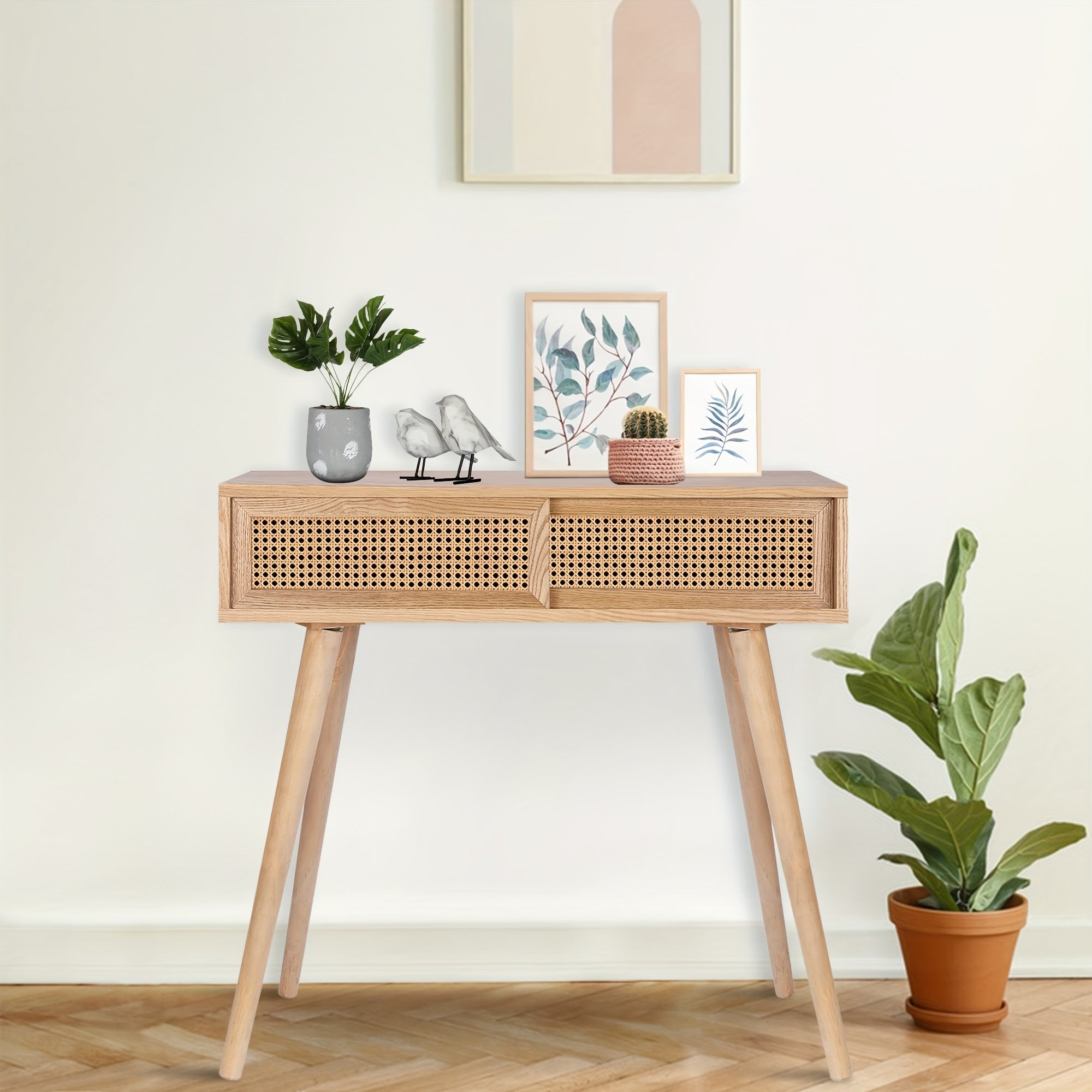 Rattan nightstand with drawers, nightstand, end table with storage, modern Bohemian nightstand, medieval coffee table, living room bedroom office balcony small side table