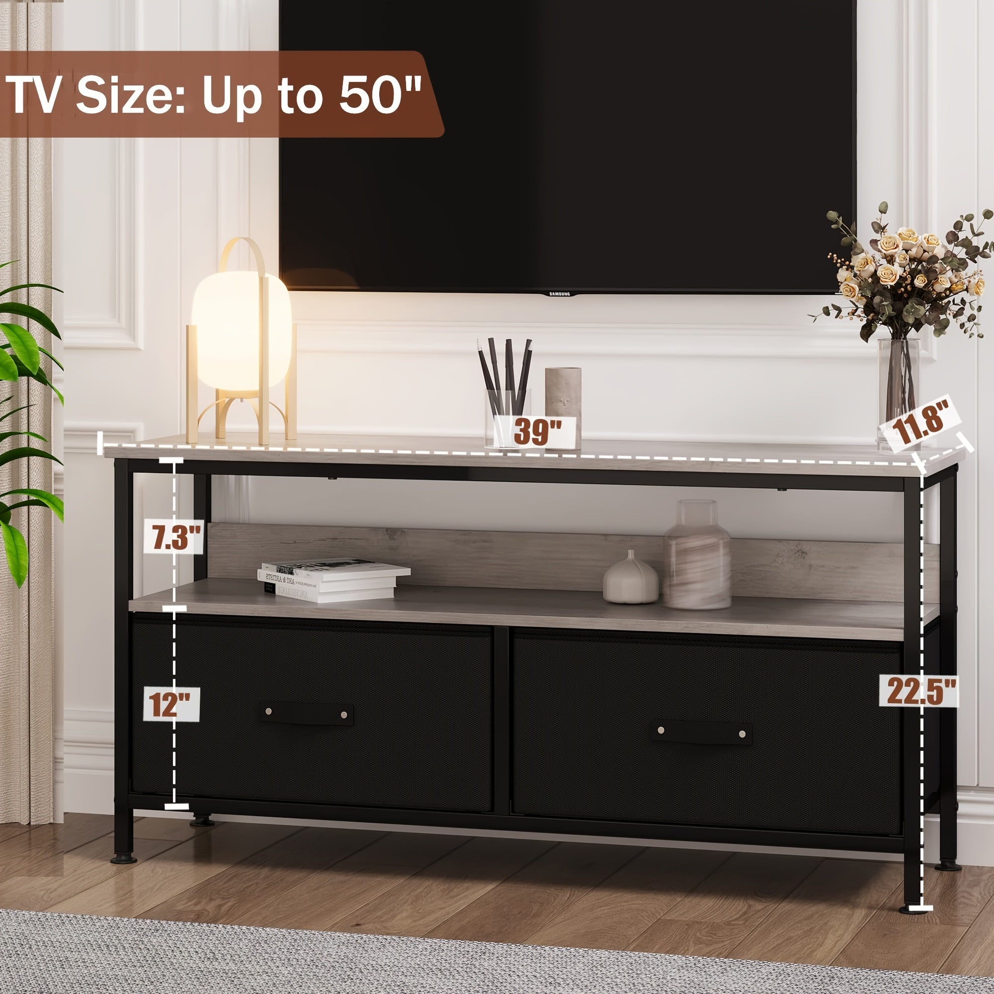 Dresser TV Stand, Entertainment Center With Storage, 127cm TV Stand For Bedroom Small TV Stand Dresser With Drawers And Shelves, TV & Media Console Table Furniture For Living Room, Black