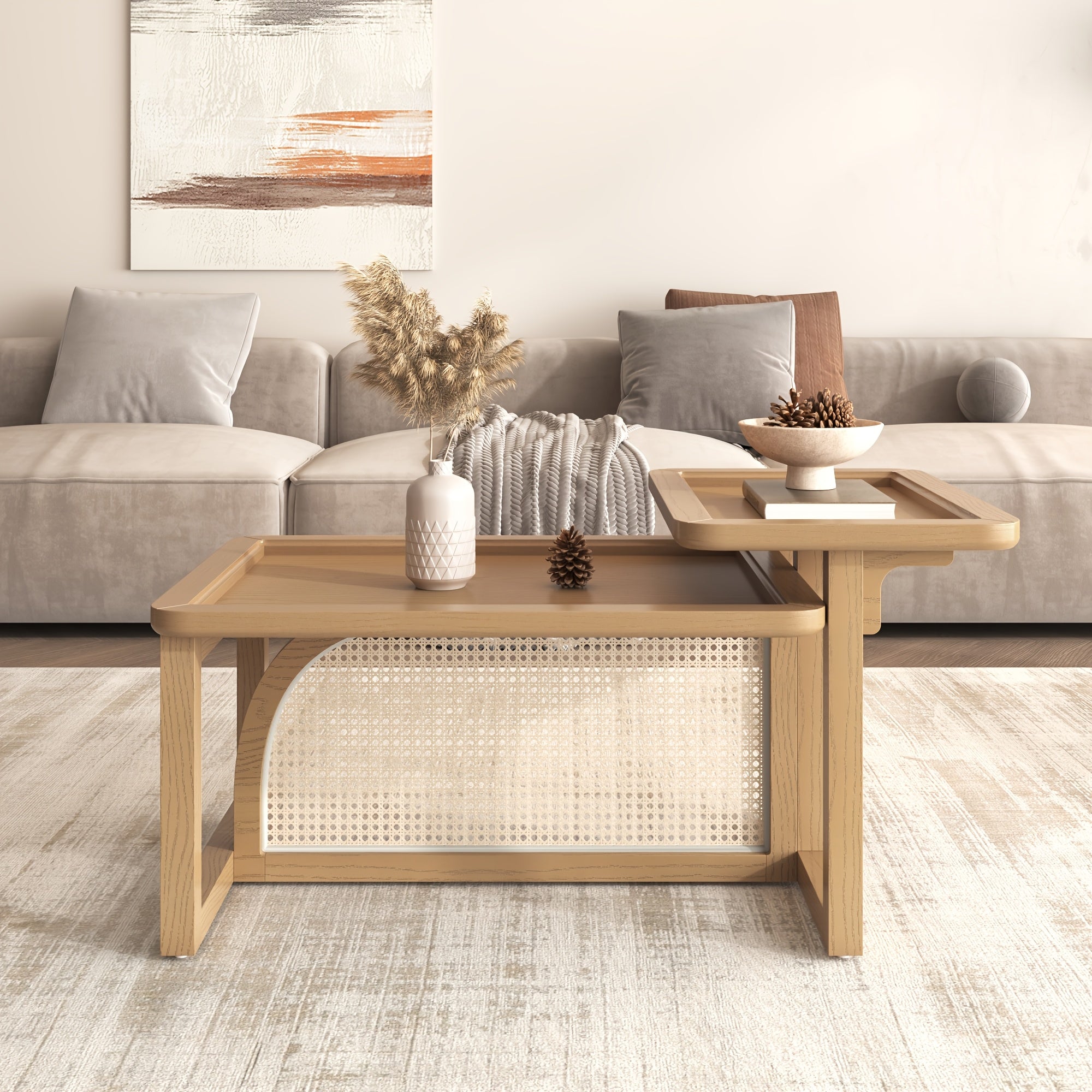 1pc Modern Farmhouse Living Room Coffee Table, Stylish And Elegant Wooden Table, Suitable For Living Rooms, Bedrooms, And More