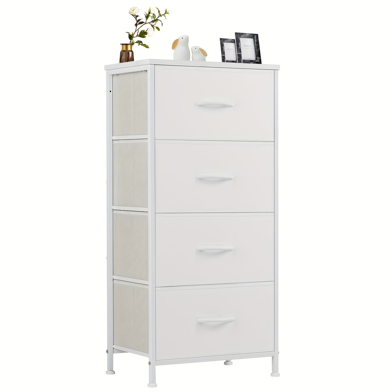 Idle Way Dresser For Bedroom With 4 Drawers, Storage Cabinet, Skinny Tower Organizer Unit, Fabric Storage, Chest Of Drawers With Wooden Top For Closet, Laundry, Living Room, Hallway, Office, Brown, Black Grey White For Lab