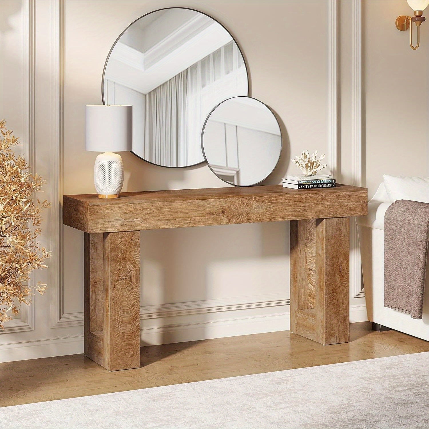 Chic 160 cm Farmhouse Console Table - Spacious Wooden Entryway Sofa Table with Storage, Perfect for Living Room & Hallway Decor