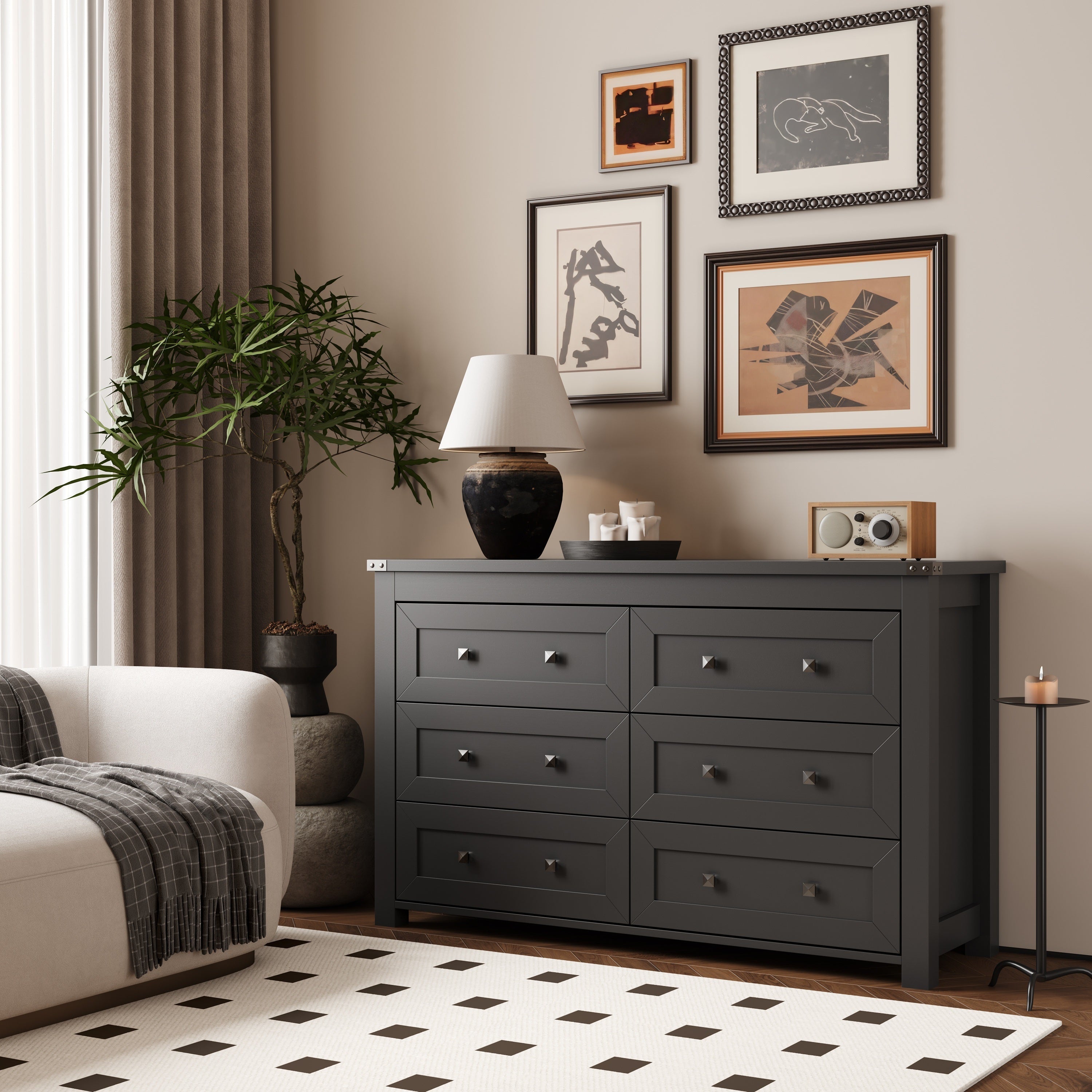 Bedroom With 6 Drawers. Modem Wide Wooden Doset Dreser Chest Storage 0roanizer For Liyno Room EhinwavHome 0fice Rom Decr Home Decor Fal DecorBedrom Dec