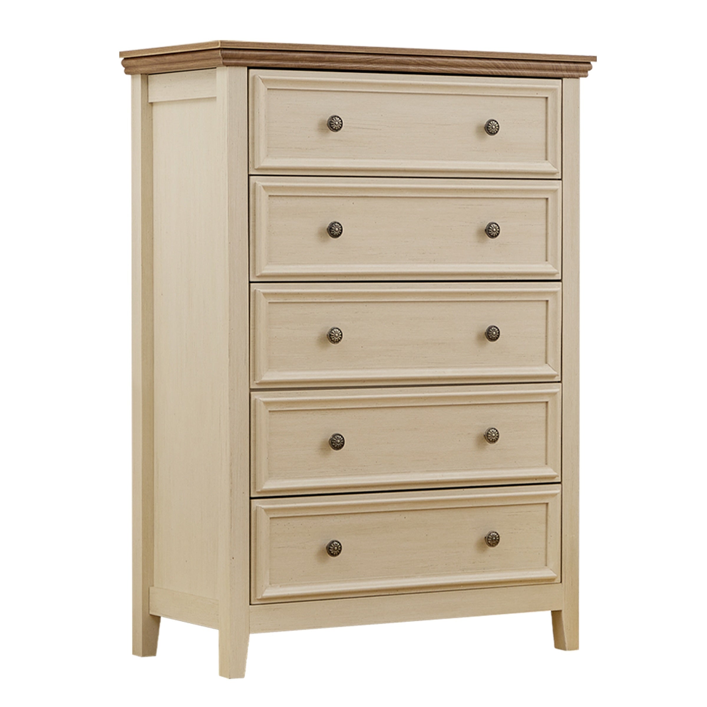 Dresser For Bedroom With 6 Drawers, 5 Drawer Tall Chest Of Drawers For Bedroom Beige Wood, Modern Storage Cabinet With 7 Drawers For Home Office, Dressing Room, Entryway