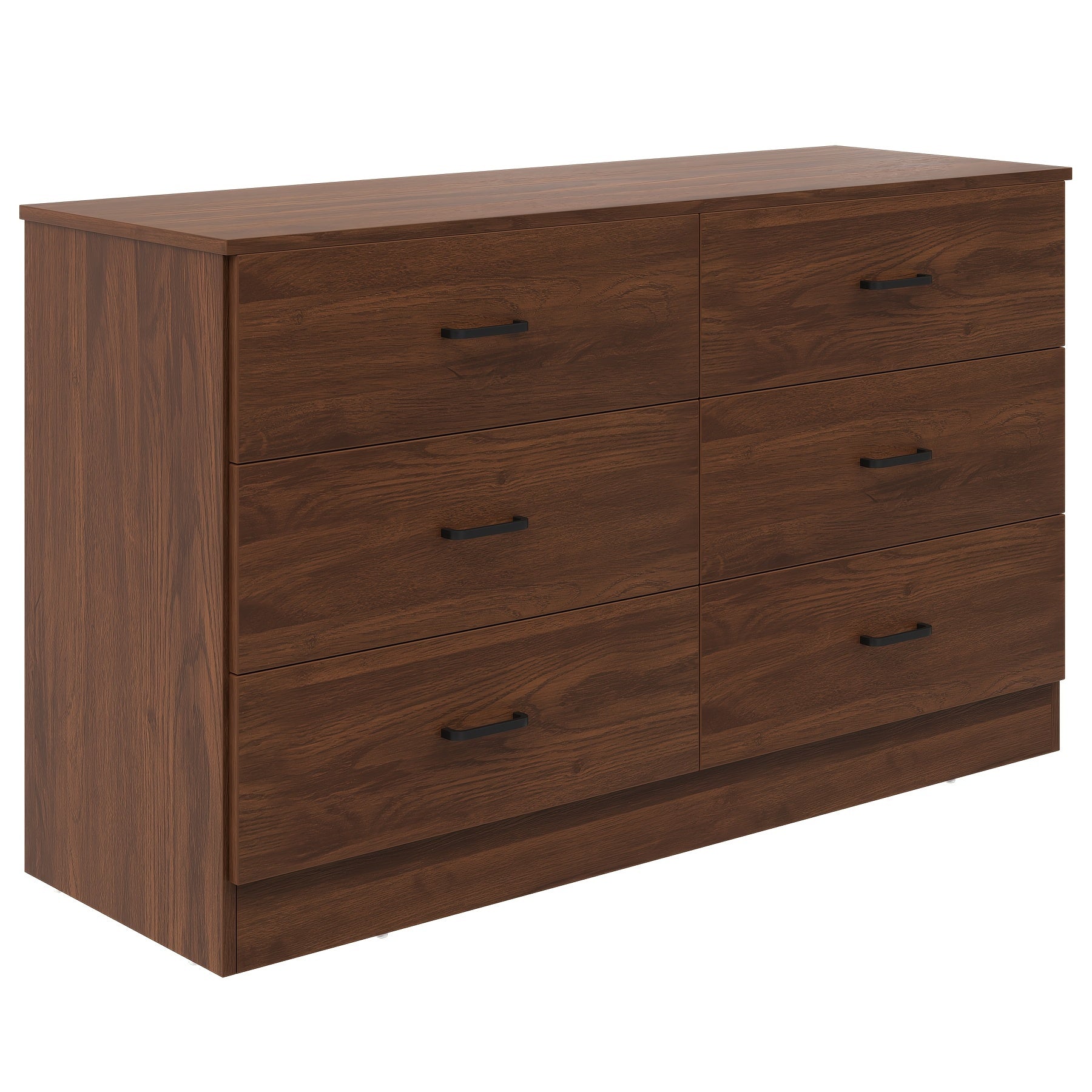 Wood Dresser For Bedroom, 6 Drawer Dresser With Metal Handles, Light Oak Dresser