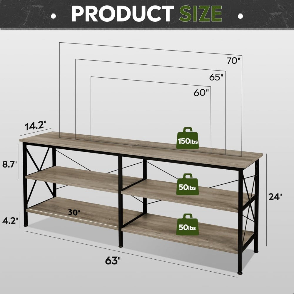 Versatile 3-Tier Steel & Wood TV Stand - Perfect for Indoor/Outdoor Use, Fits Up to 70" TVs, Ideal for Living Room & Bedroom Storage, Best for Christmas, Perfect for Thanksgiving