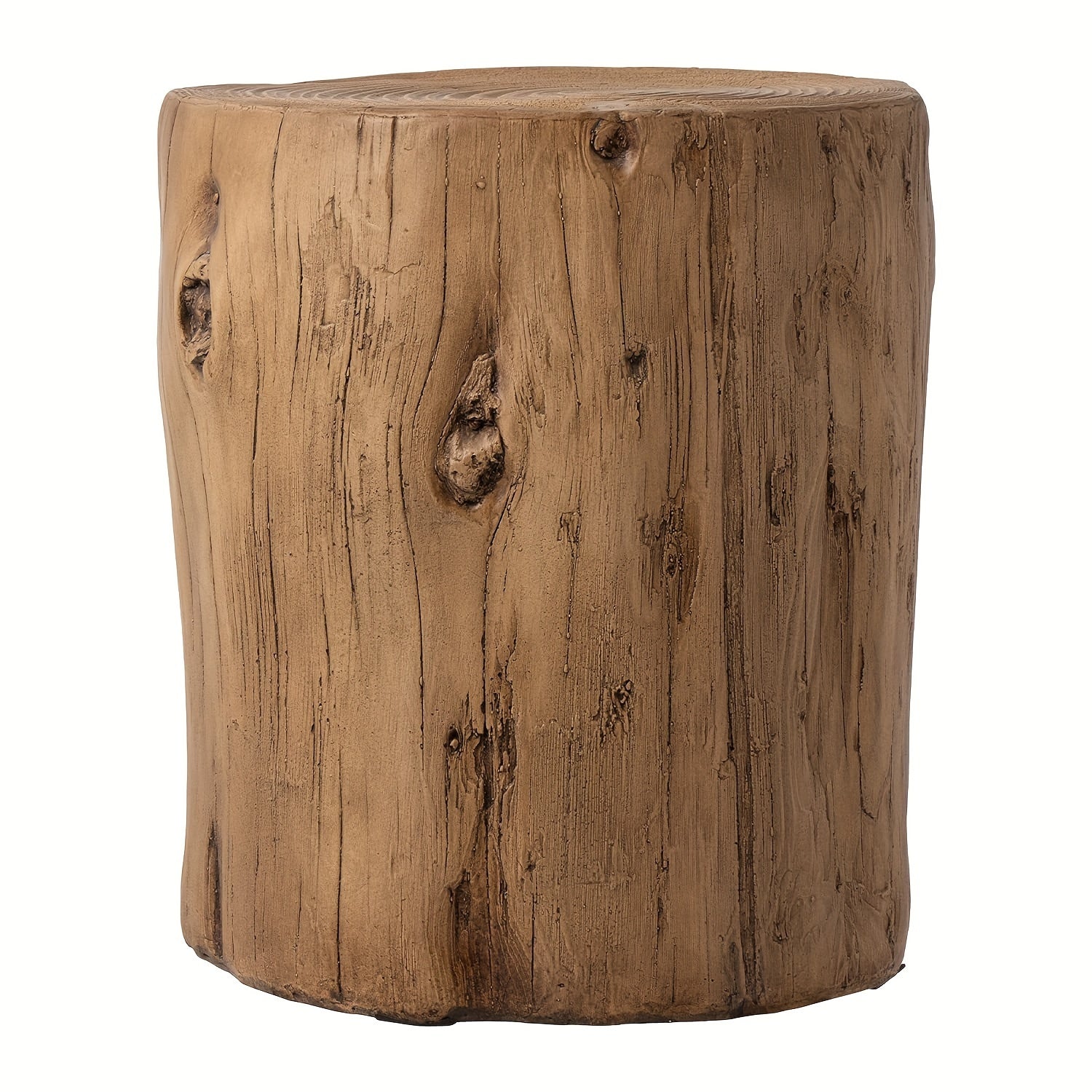 38cm Outdoor Side Table For Patio, Concrete Side Table Tree Stump Side Table, Garden Stool Side Table, Patio Side Table, Outdoor Accent Table, Light Brown Outdoor End Table Stump Coffee Table, Christmas Holiday Decorations Sid