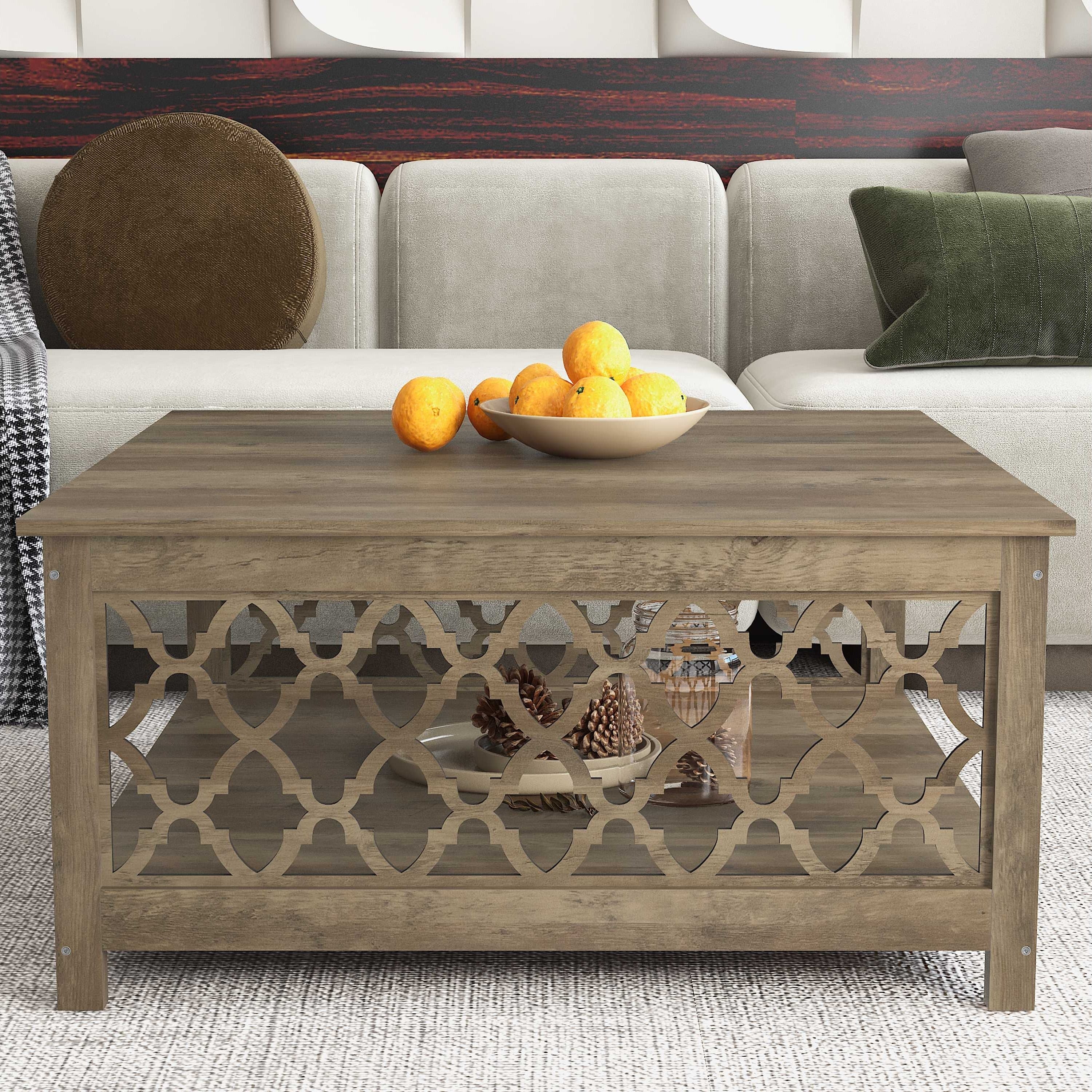 Square Wood Top Coffee Table