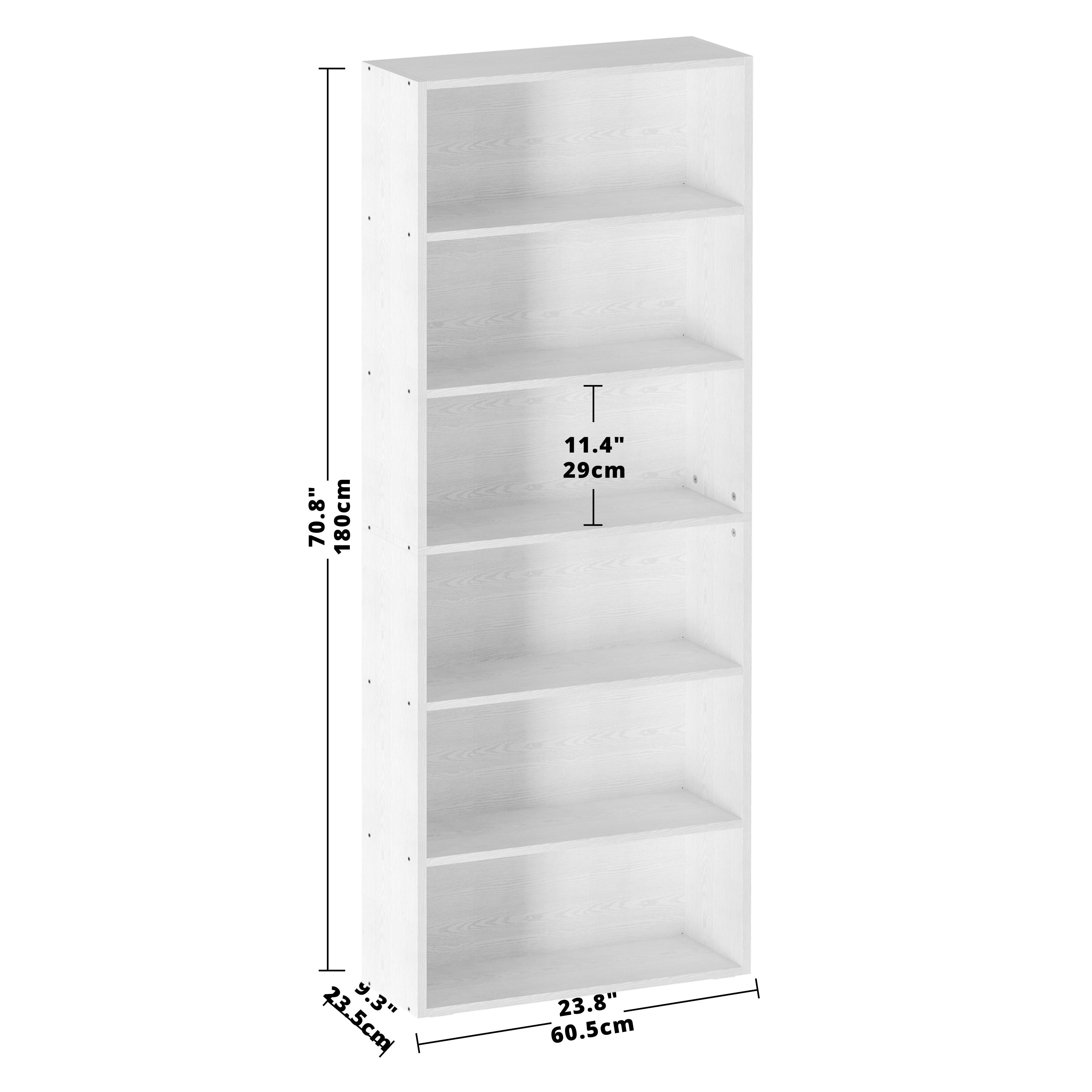 179cm Tall 6-Tier Floor Standing Bookcase - Display Storage Shelving Unit for Home Office, Living Room, Bedroom