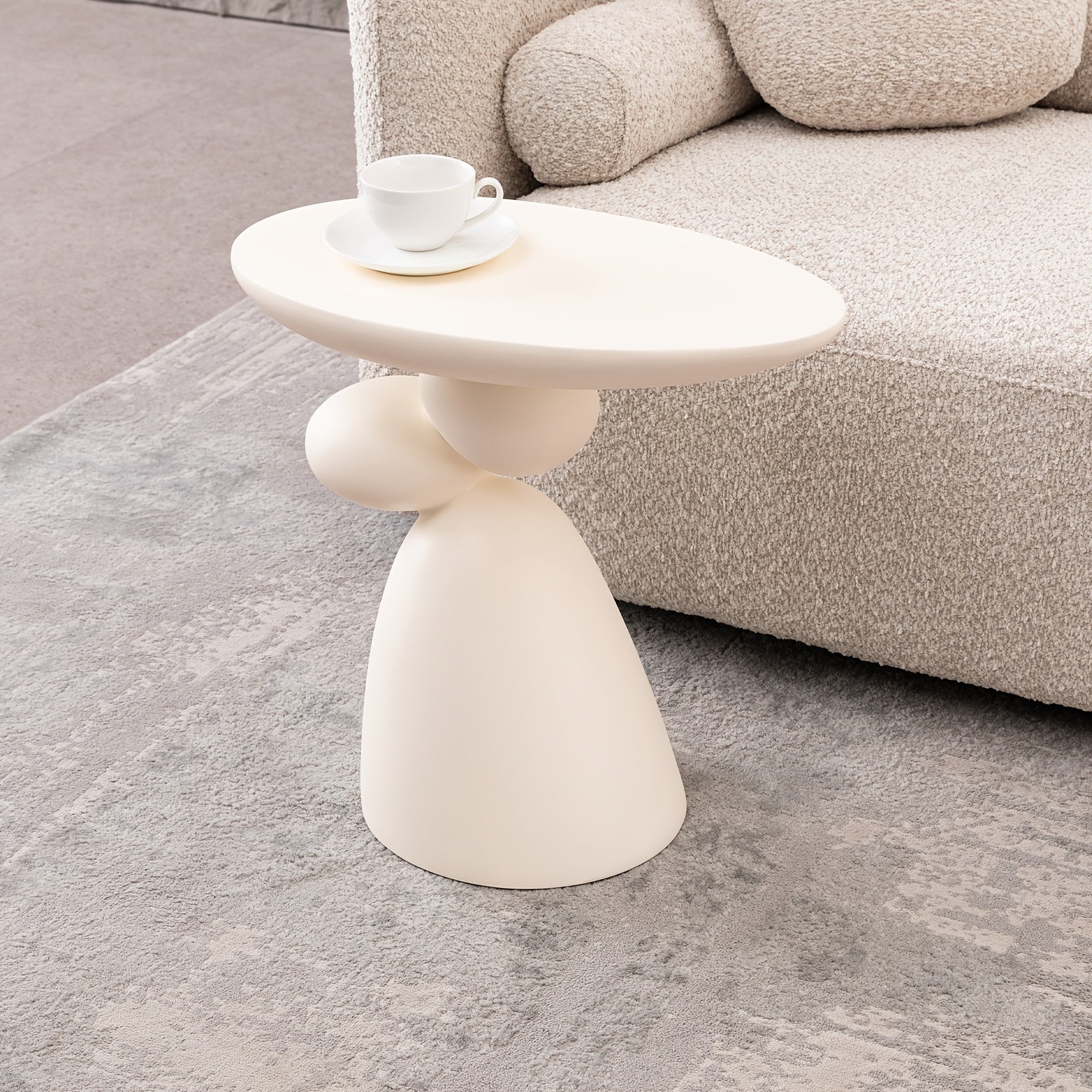 Modern Minimalist Fiberglass End Table - Lucky Stone Design, Perfect for Living Room, Bedroom, or Guest Room Decor