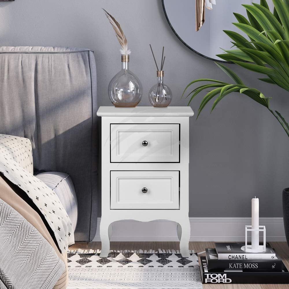 Nightstand with 2 Drawers, Night Stands for Bedrooms, Small Bed Side Table/ Night Stand with Drawers for Small Spaces