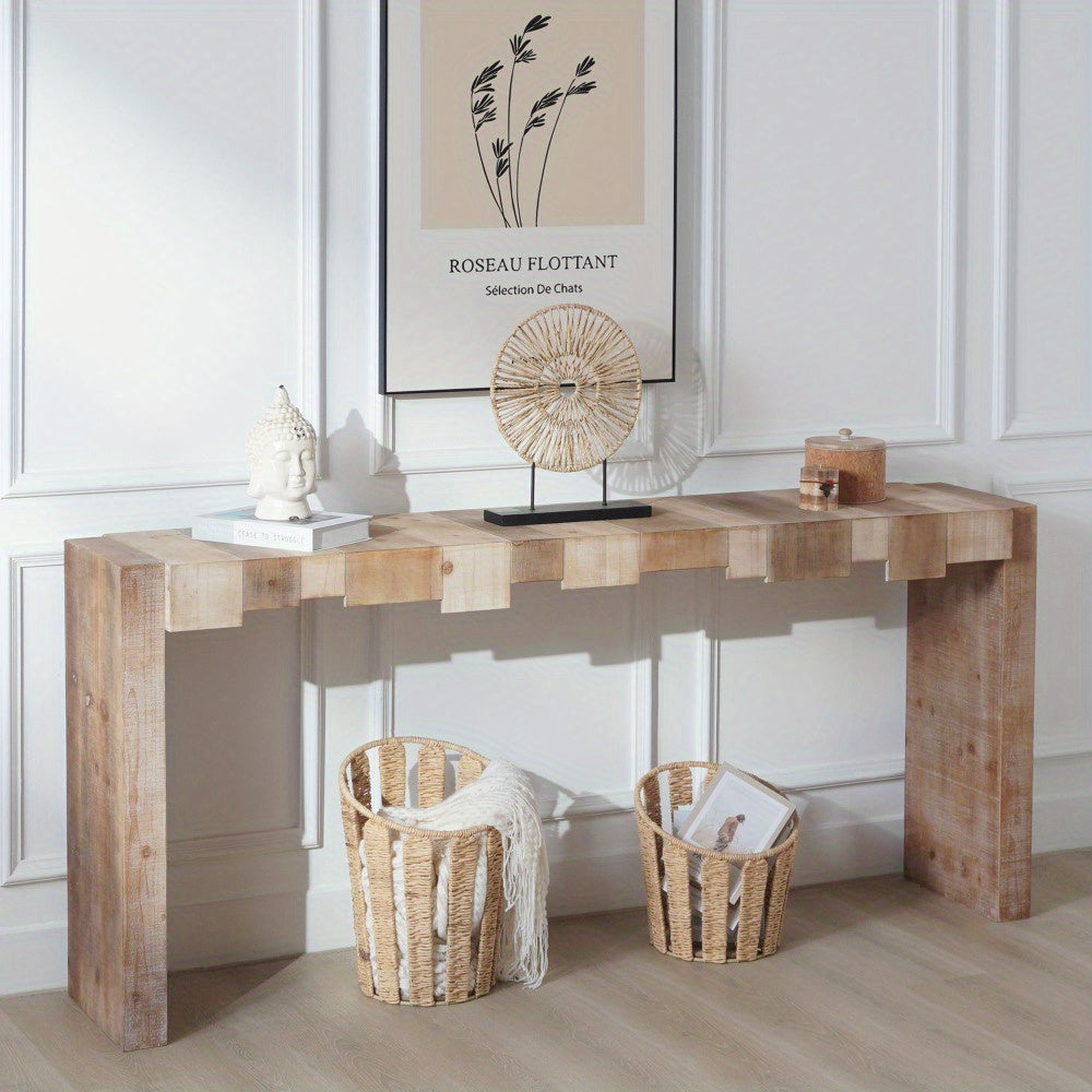 Rustic Modern Manufactured Wood Console Table with Step-Block Design (cm)