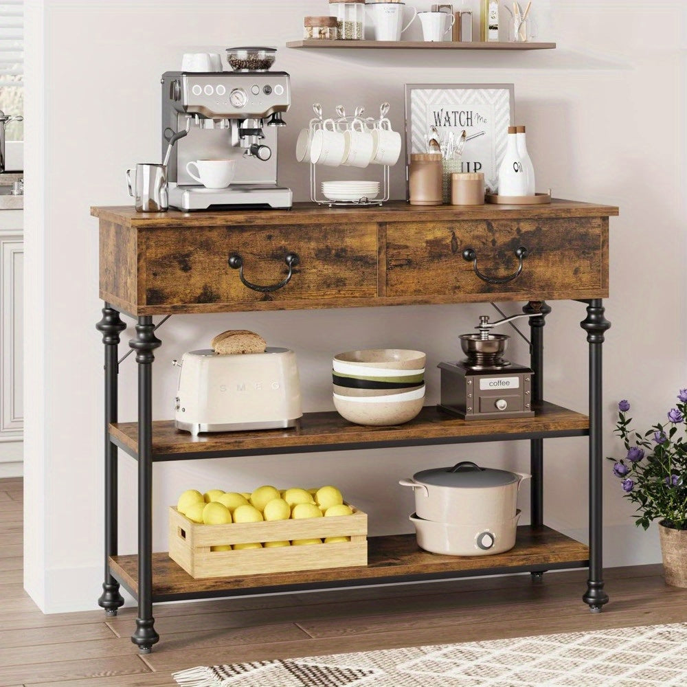 Small Entryway Table with 2 Drawers, Narrow Console Table with Storage Shelves for Living Room, Console Tables for Entryway, Hallway Table, Sofa Table (in cm)