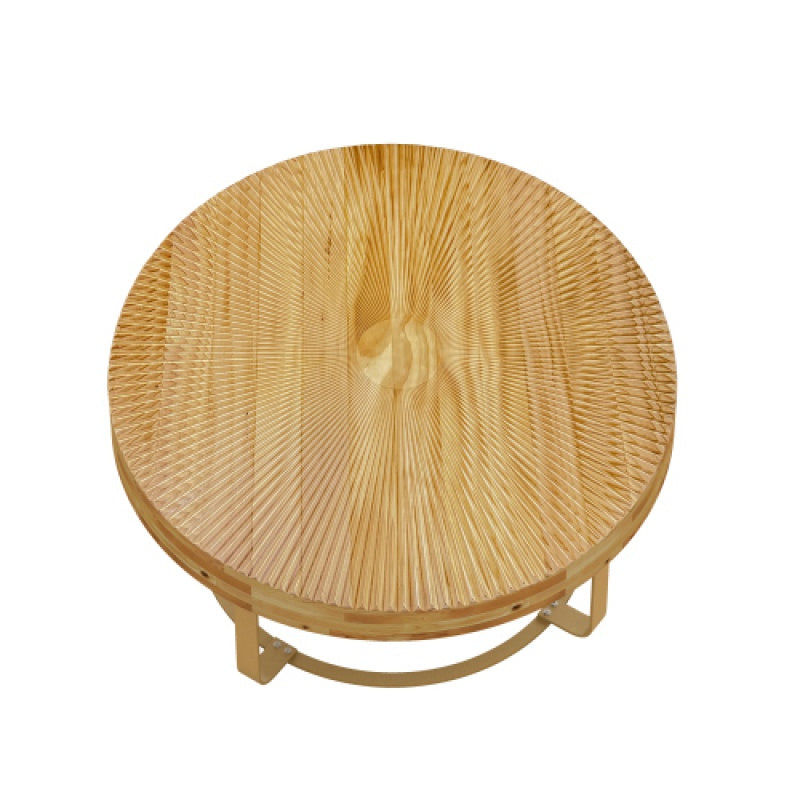 Modern Round Coffee Table Wooden Carving Pattern Coffee Table with Metal Legs for Living Room Reception Room Office Golden