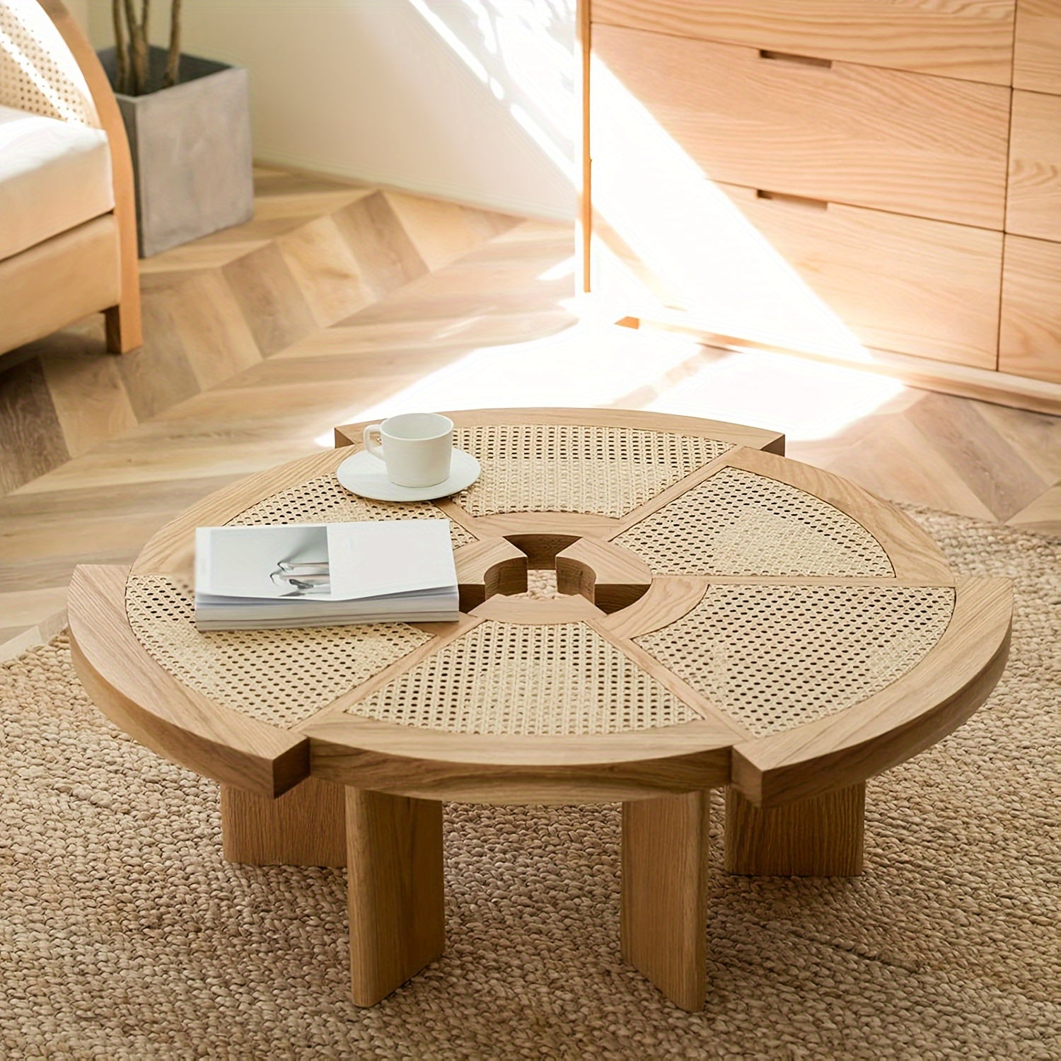 102cm Solid Wood Coffee Table - Unique, Irregular Shape | Waterproof, Perfect for Living Room, Dining, Bedroom, Patio | Natural Wood Finish