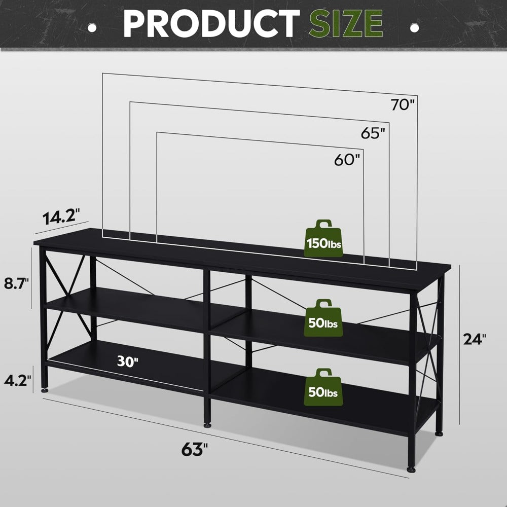 Versatile 3-Tier Steel & Wood TV Stand - Perfect for Indoor/Outdoor Use, Fits Up to 70" TVs, Ideal for Living Room & Bedroom Storage, Best for Christmas, Perfect for Thanksgiving