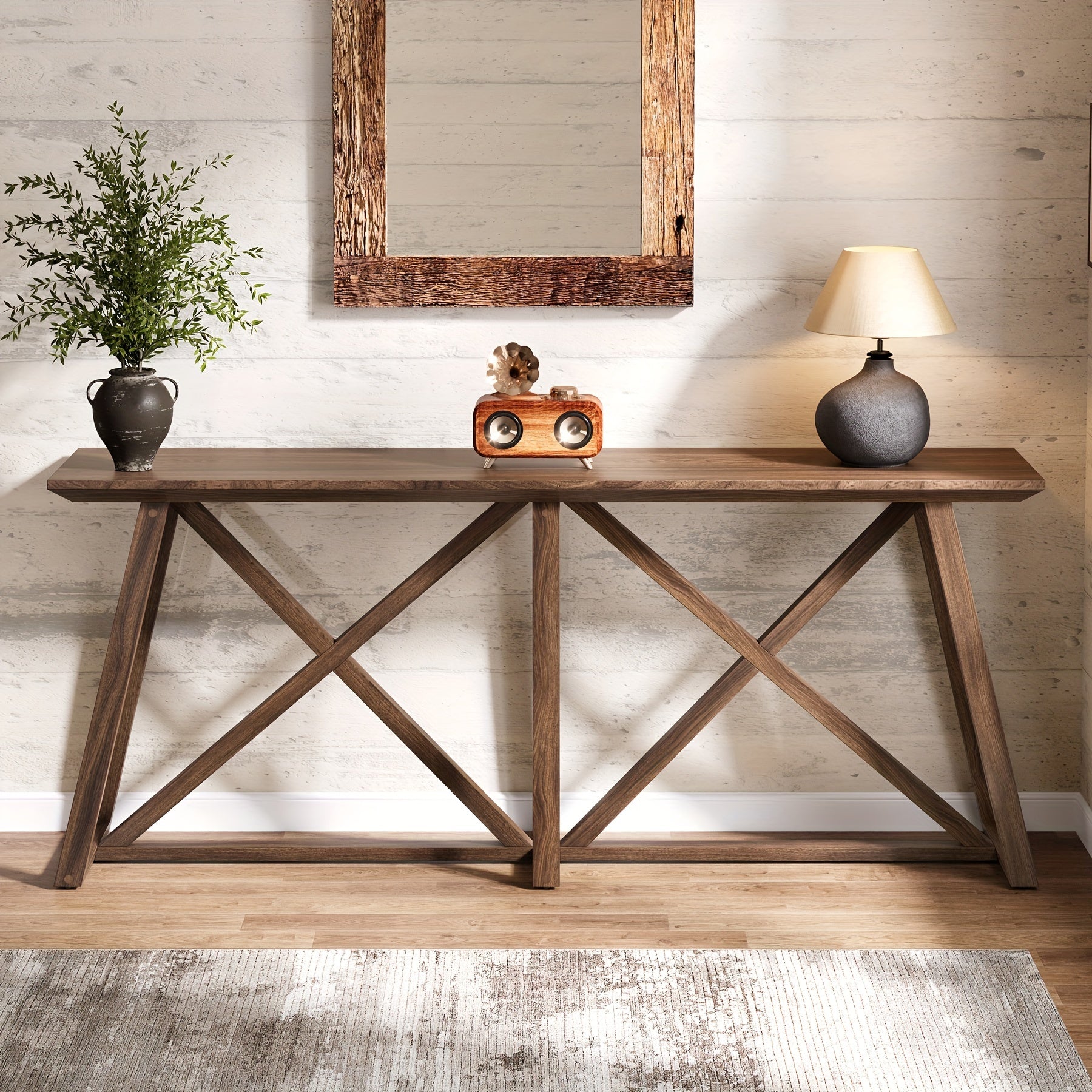 Farmhouse Console Table For Entryway: 180 cm Extra Long Entryway Table, Narrow Wooden Sofa Table Behind Couch For Hallway, Entrance, Foyer, Living Room, Rustic Brown, Halloween Decor, Autumn, Thanksgiving