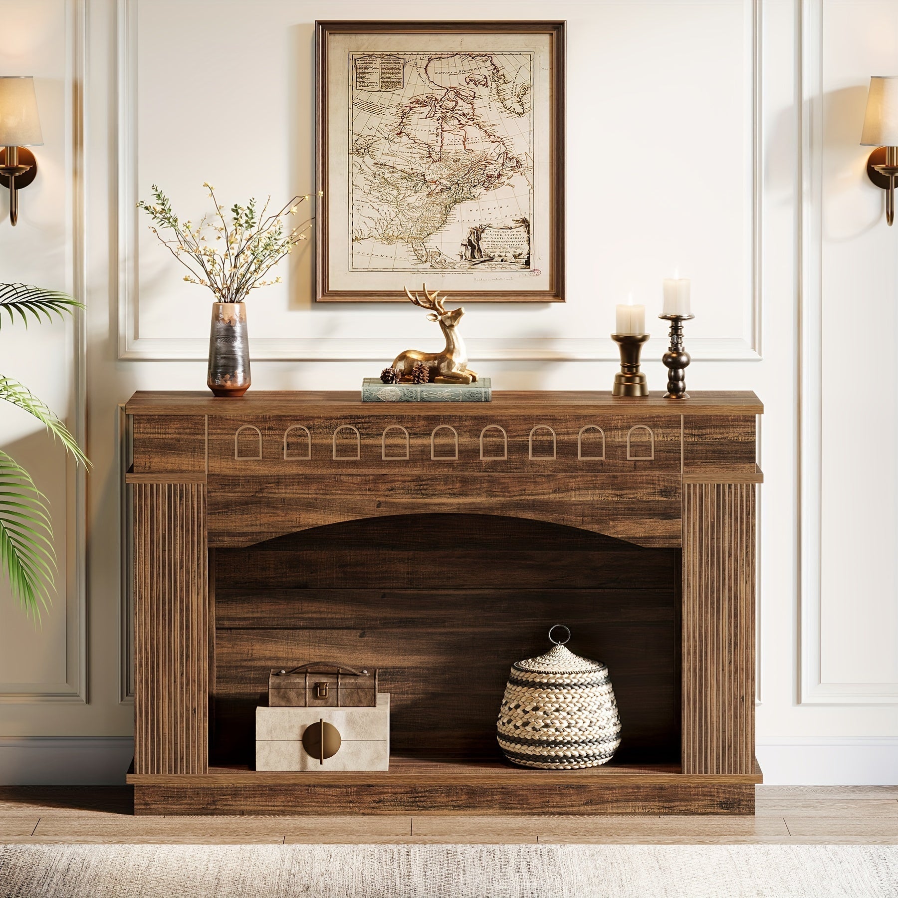 Elegant 2-Tier 120 cm Console Table for Entryway & Living Room Decor: Farmhouse-Style Sofa Table Behind Couch, Perfect Hallway or Foyer Accent Piece