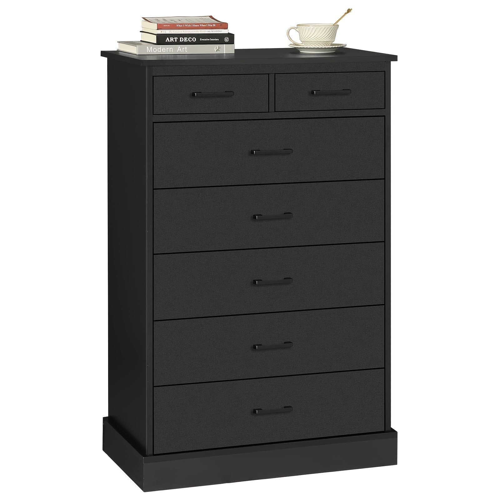 112cm Tall Dresser With 7 Drawers For Bedroom, Storage Tower Clothes Organizer, Large Chest Of Drawers With Sturdy Pedestal, 27.6'' W X 15.8'' D X 44.1'' H (Black/White)