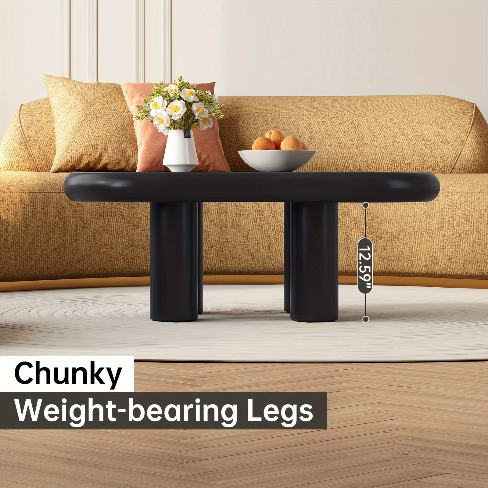 Cloud Coffee Table, Modern Black Coffee Table For Living Room, Cute Irregular Indoor Tea Table With 4 Legs, Easy Assembly