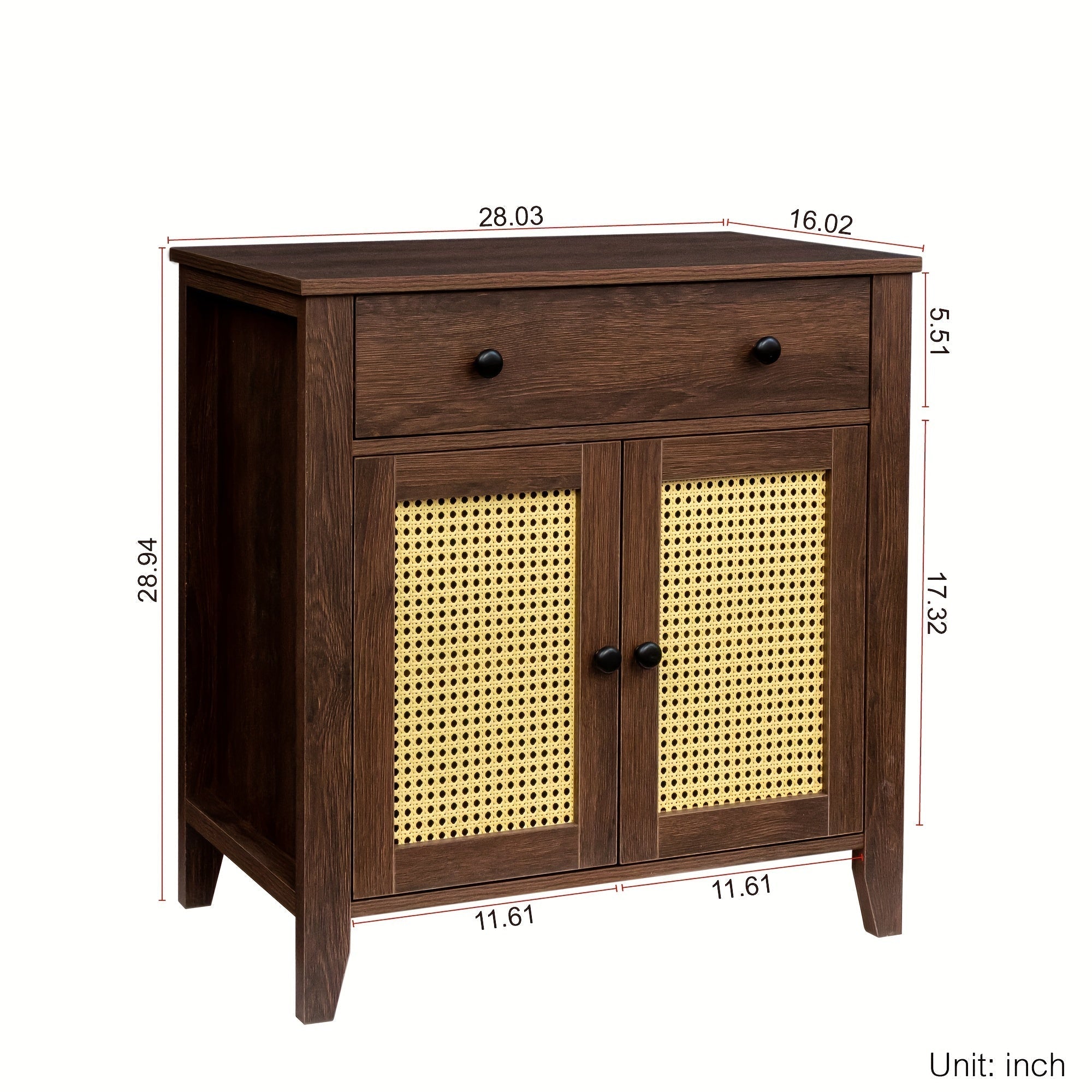 Rattan Nightstand, Mid Century Modern Nightstand With Rattan Decorated Door And Adjustable Shelf, Bedside Storage End Table With Drawer, Night Stand For Bedroom And Living Room