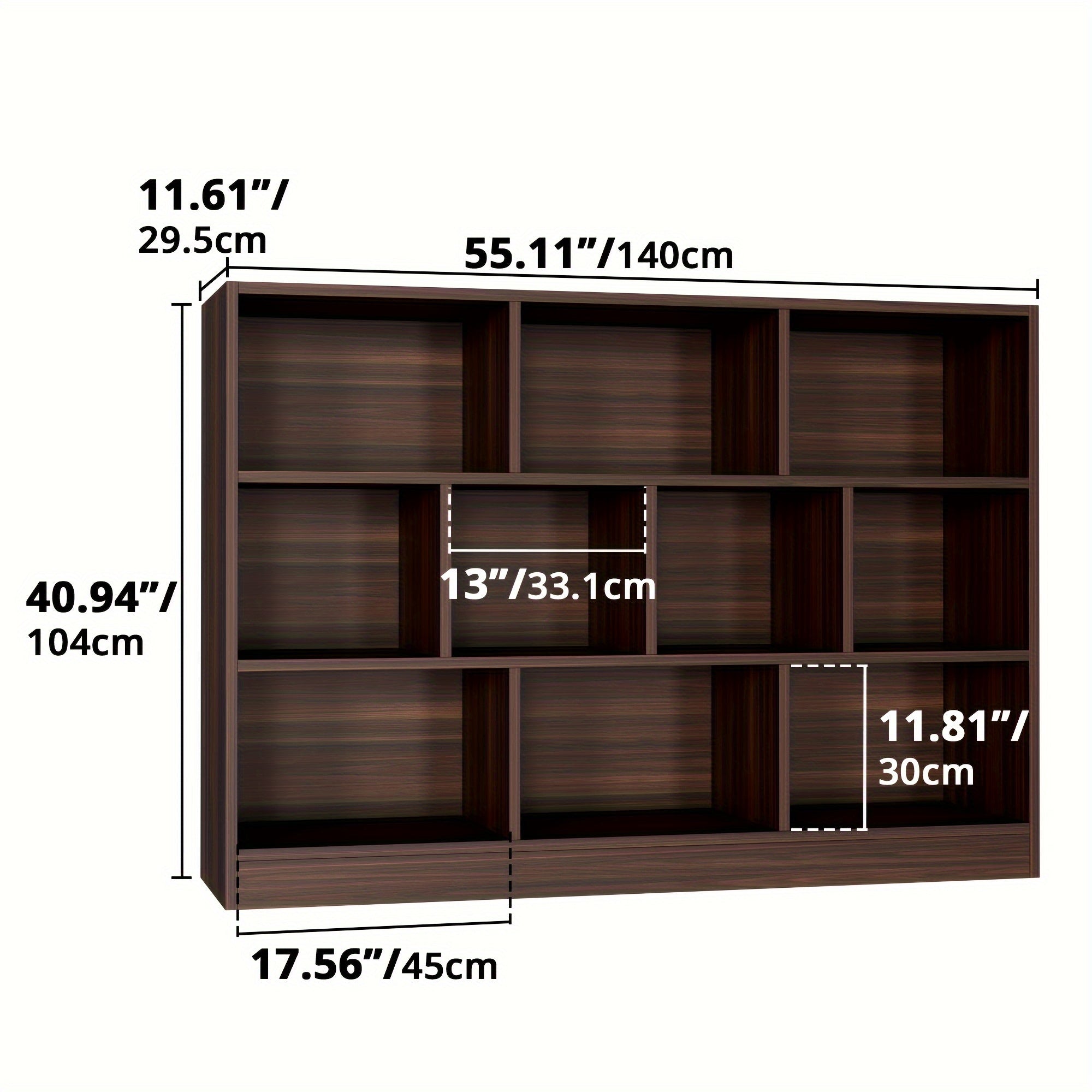 Bookshelf, 3-Tier Open Shelf Bookcase, 10 Cube Storage Organizer with Anti-Tilt Device for Bedroom, Living Room