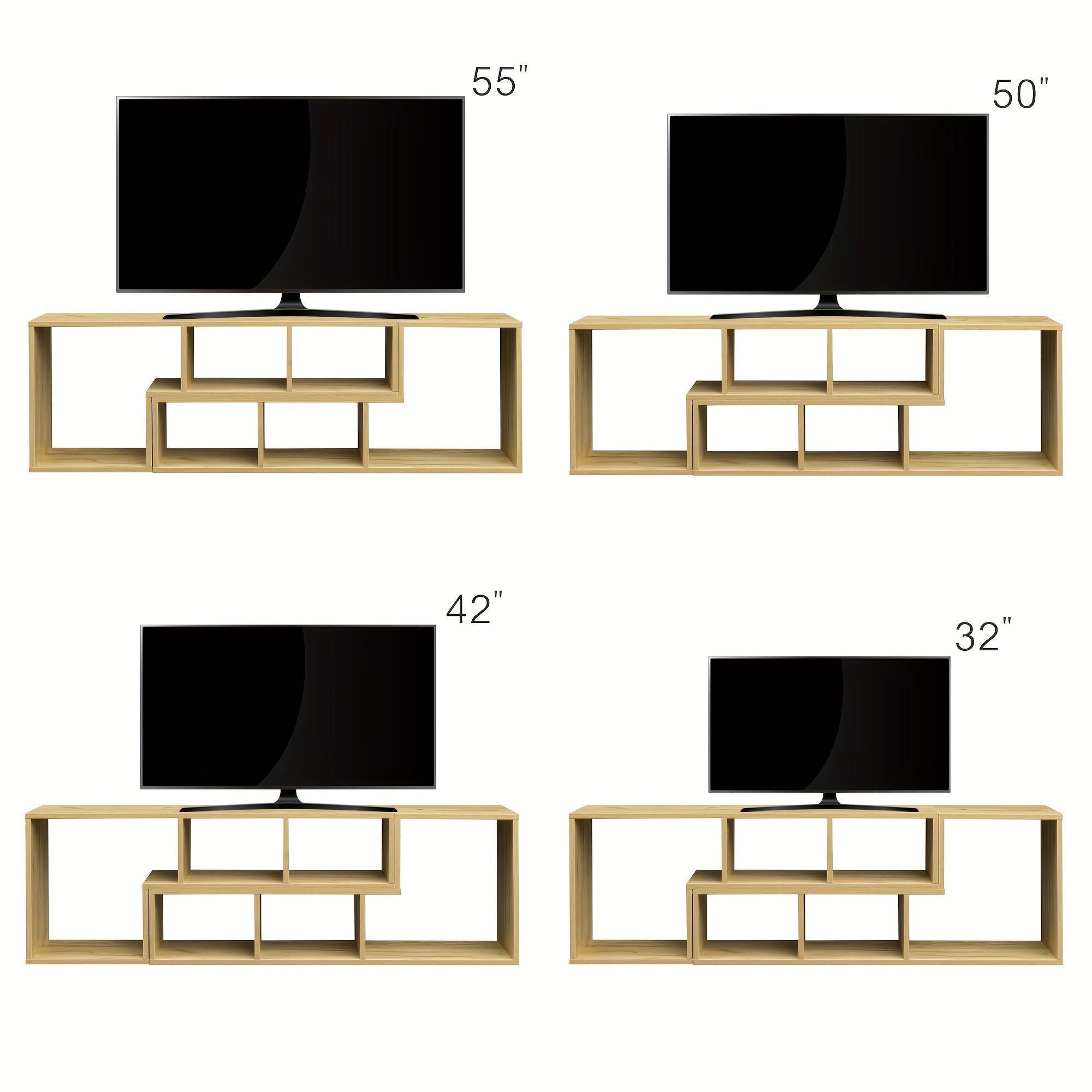 2 Pieces Console TV Stand for 50-85 inch TV, TV Table Modern Entertainment Center Media Stand, Storage Bookcase Shelf for Living Room Hallway Entrance