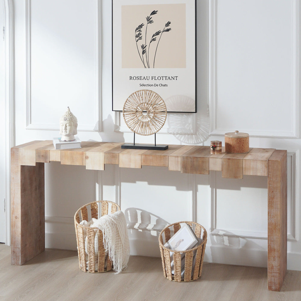 Rustic Modern Manufactured Wood Console Table with Step-Block Design (cm)