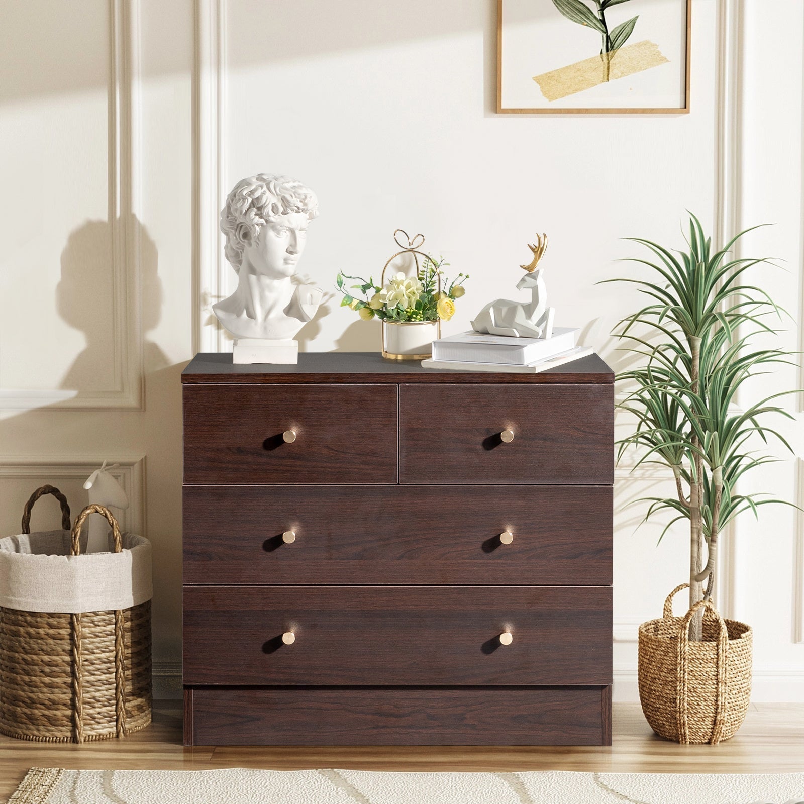 4/ 5/ 6/ 7 Drawer Wood Dresser for Bedroom, Chest of Drawers, Storage Organization Unit for Clothing, Brown