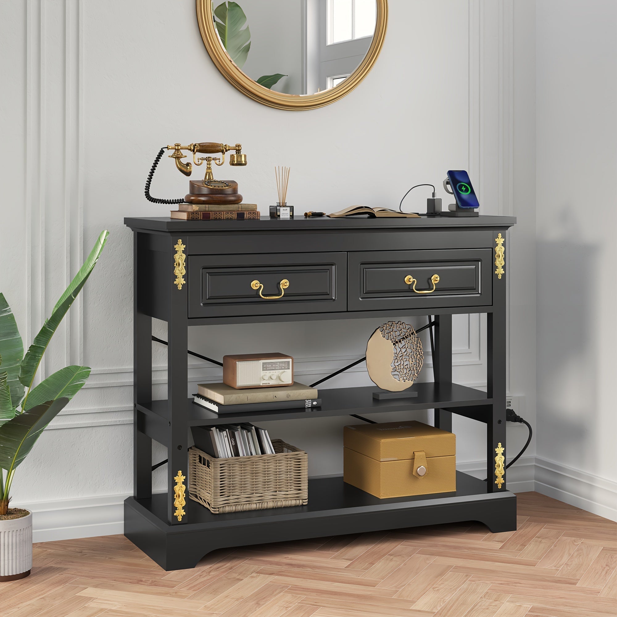 Console Table, Two Drawers with Console Table (in cm)