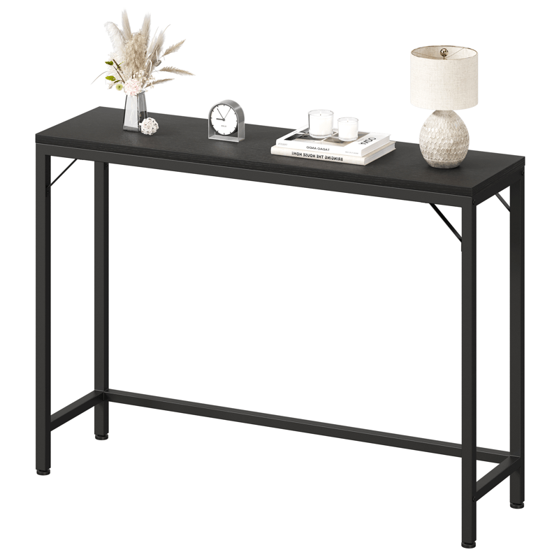 1pc Industrial Narrow Console Table, 100 cm Behind Couch Sofa End Table, Modern Hallway Storage for Entryway, Living Room, Bedroom - Slim Design with Metal Frame and Wooden Top, Console Table for Living Room