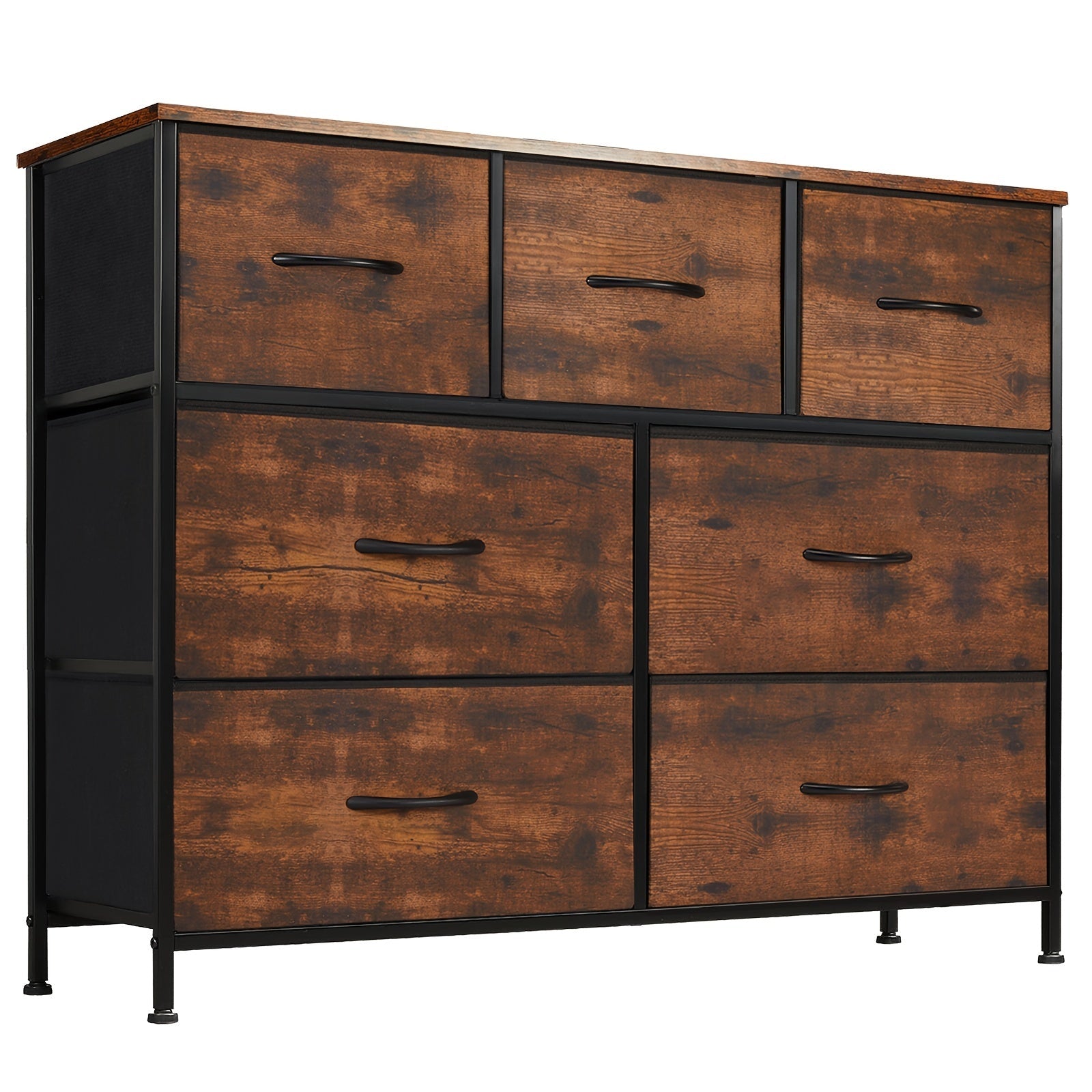 Bedroom Dresser, 7 Fabric Drawer Dresser, Storage Cabinet Organizer, Dresser And Chest Of Drawers, Storage Cabinet with Fabric Chest, Chest Of Drawers, Metal Frames, Light Furniture for Living Room, Bedroom, Artwork Storage C