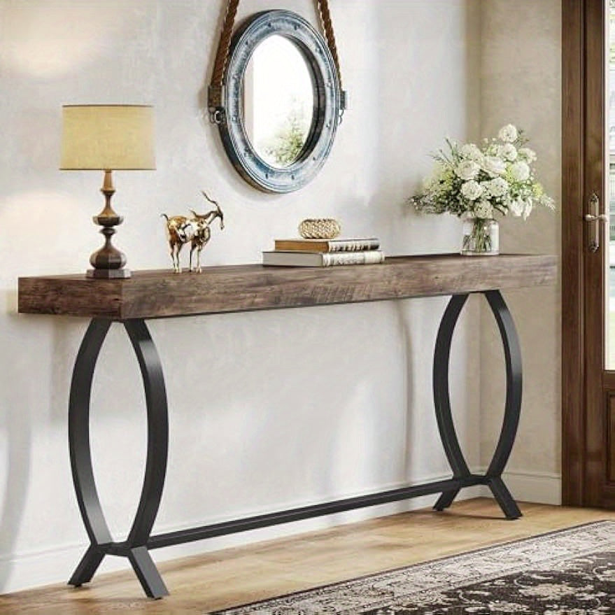 Console Foyer Table for Entryway: 180 cm Narrow Long Entryway Table, Farmhouse Sofa Table Behind Couch with Metal Legs, Entrance Table for Hallway, Living Room, Deck Boxes