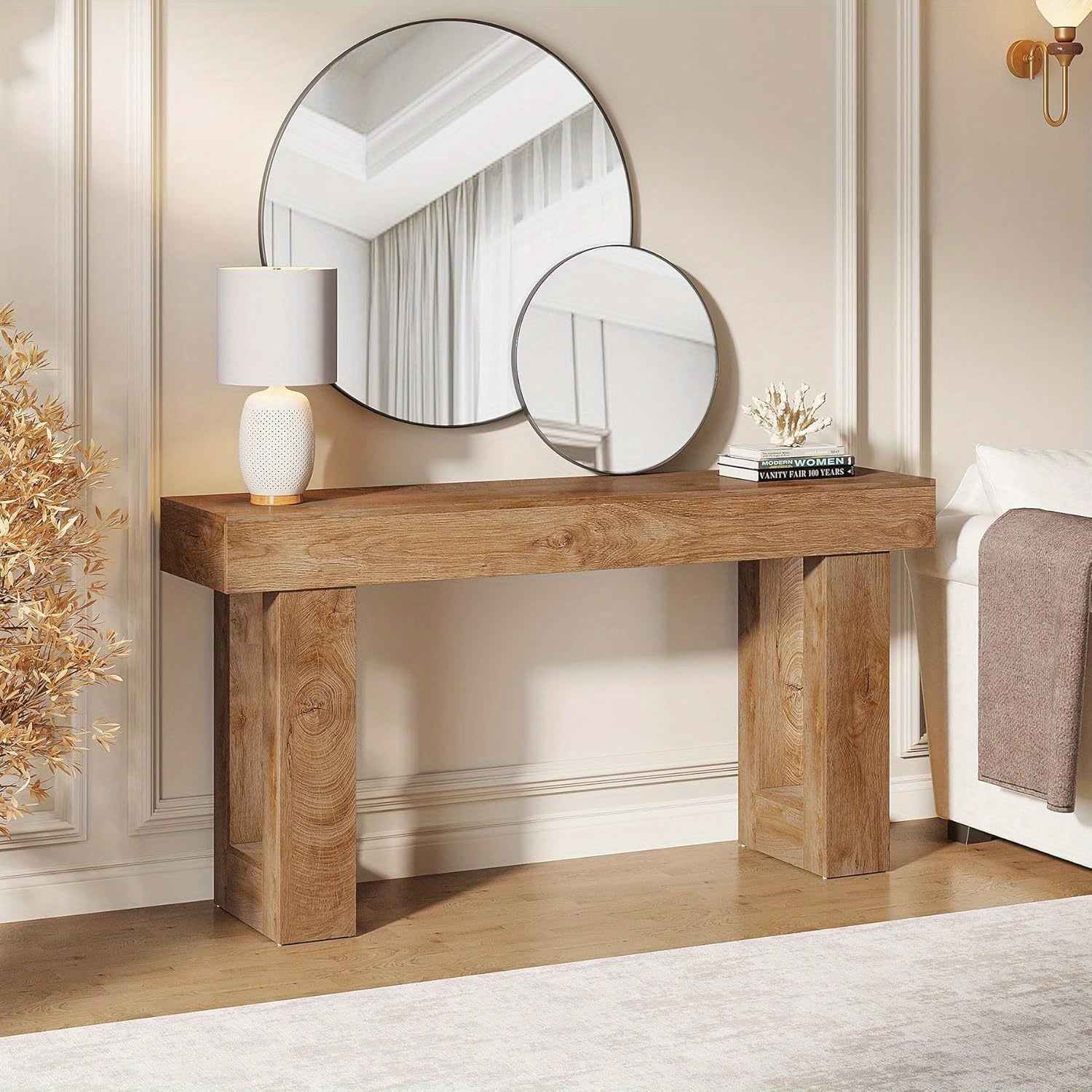 160 cm Long Console Table, Wooden Rectangular Sofa Table Behind The Couch, Farmhouse Entryway Table for Entrance, Hallway, Living Room