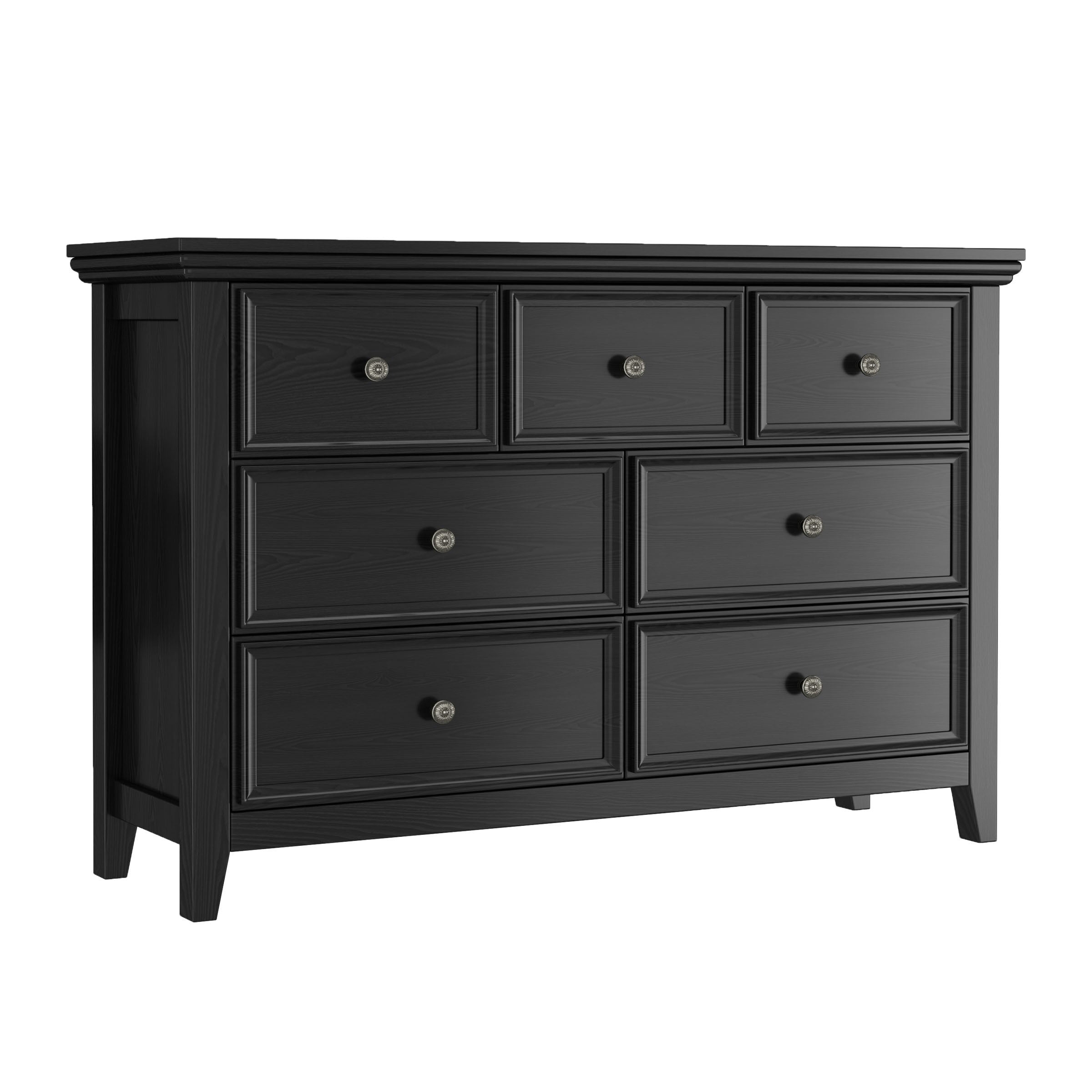 Dresser For Bedroom, Black Dresser, Chest Of Drawers, Black Nightstand, Modern Drawer Dresser Rustic Style Storage Cabinet For Living Room, Home Office