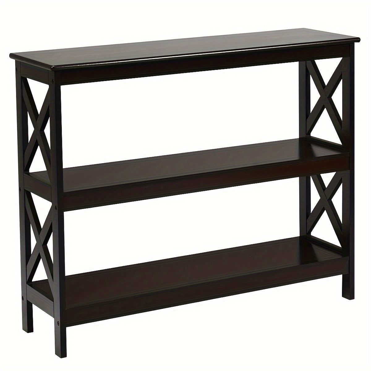 3-Tier Console Table X-Design Bookshelf Sofa Side Accent Table w/Shelf Espresso (76.2 cm)