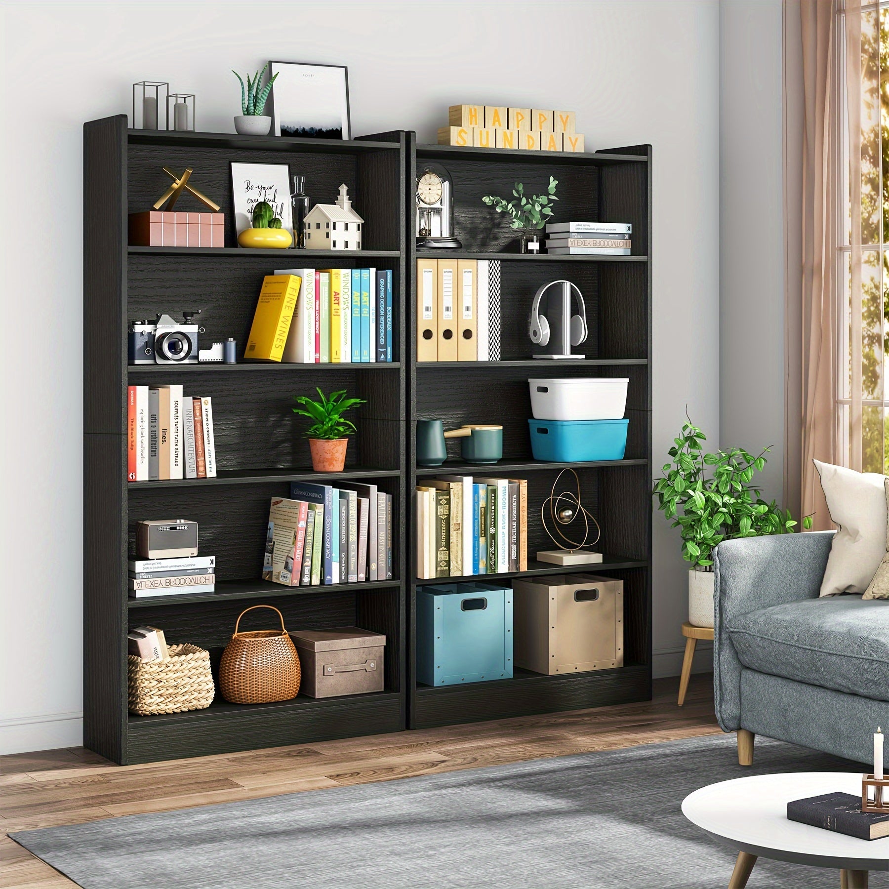 6-tier Bookcase. Standing At 181cm, This Piece Doubles As Bookshelves And Bookcases, Offering 5 Spacious Shelves For Your Library Collectio